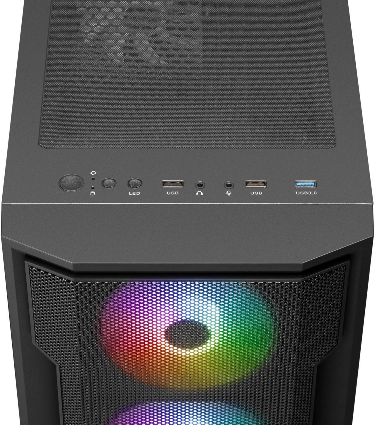 Alt view image 3 of 7 - Gamdias ATHENA M6 LITE, mesh high air flow, 4x ARGB 120mm fans, RGB 5v 3pin sync, under glow side tempered glass, ATX.