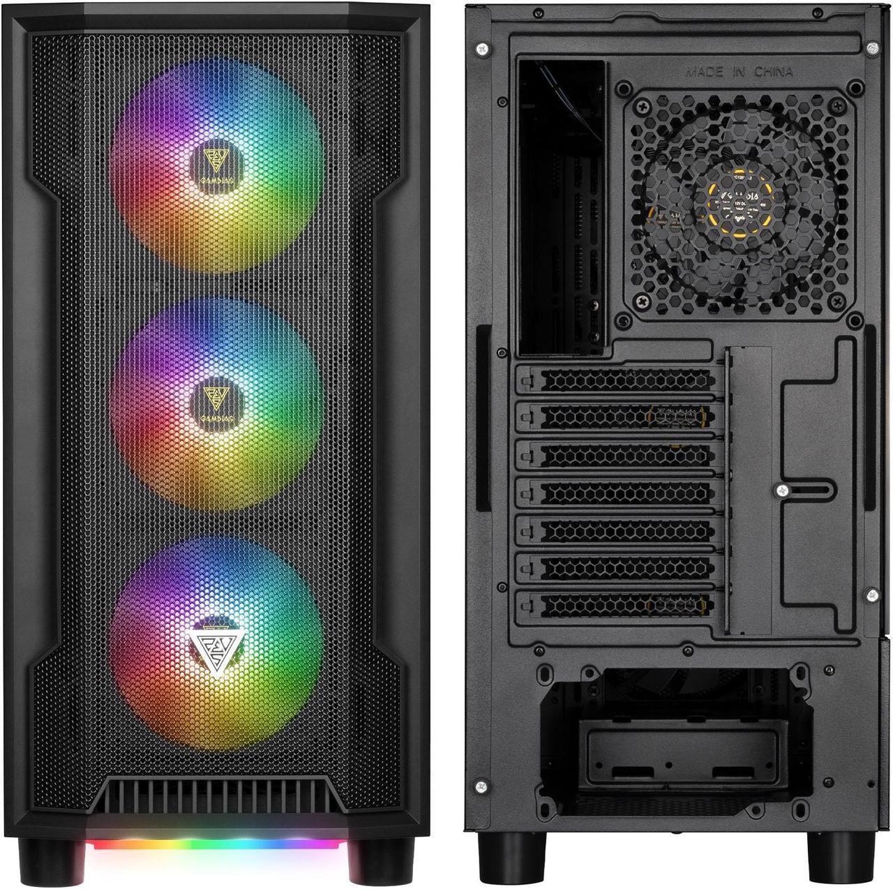 Alt view image 4 of 7 - Gamdias ATHENA M6 LITE, mesh high air flow, 4x ARGB 120mm fans, RGB 5v 3pin sync, under glow side tempered glass, ATX.