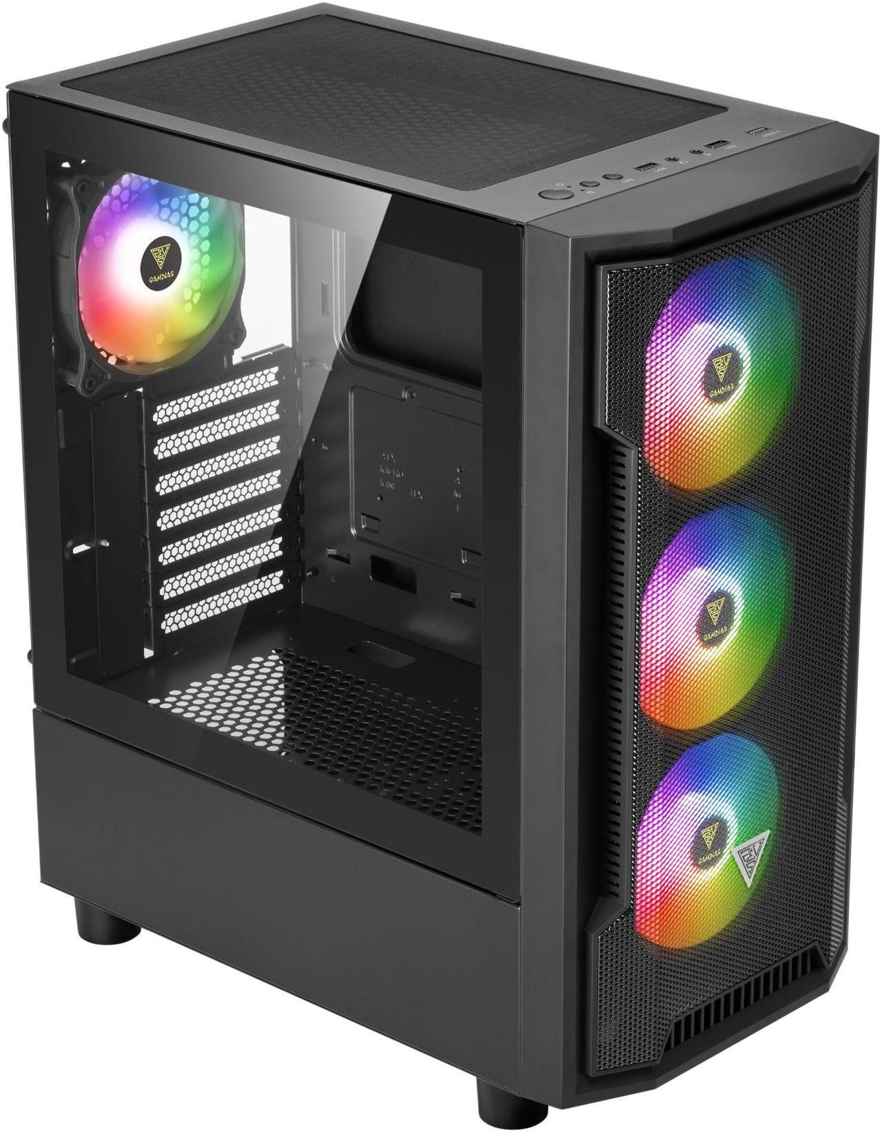 Alt view image 7 of 7 - Gamdias ATHENA M6 LITE, mesh high air flow, 4x ARGB 120mm fans, RGB 5v 3pin sync, under glow side tempered glass, ATX.
