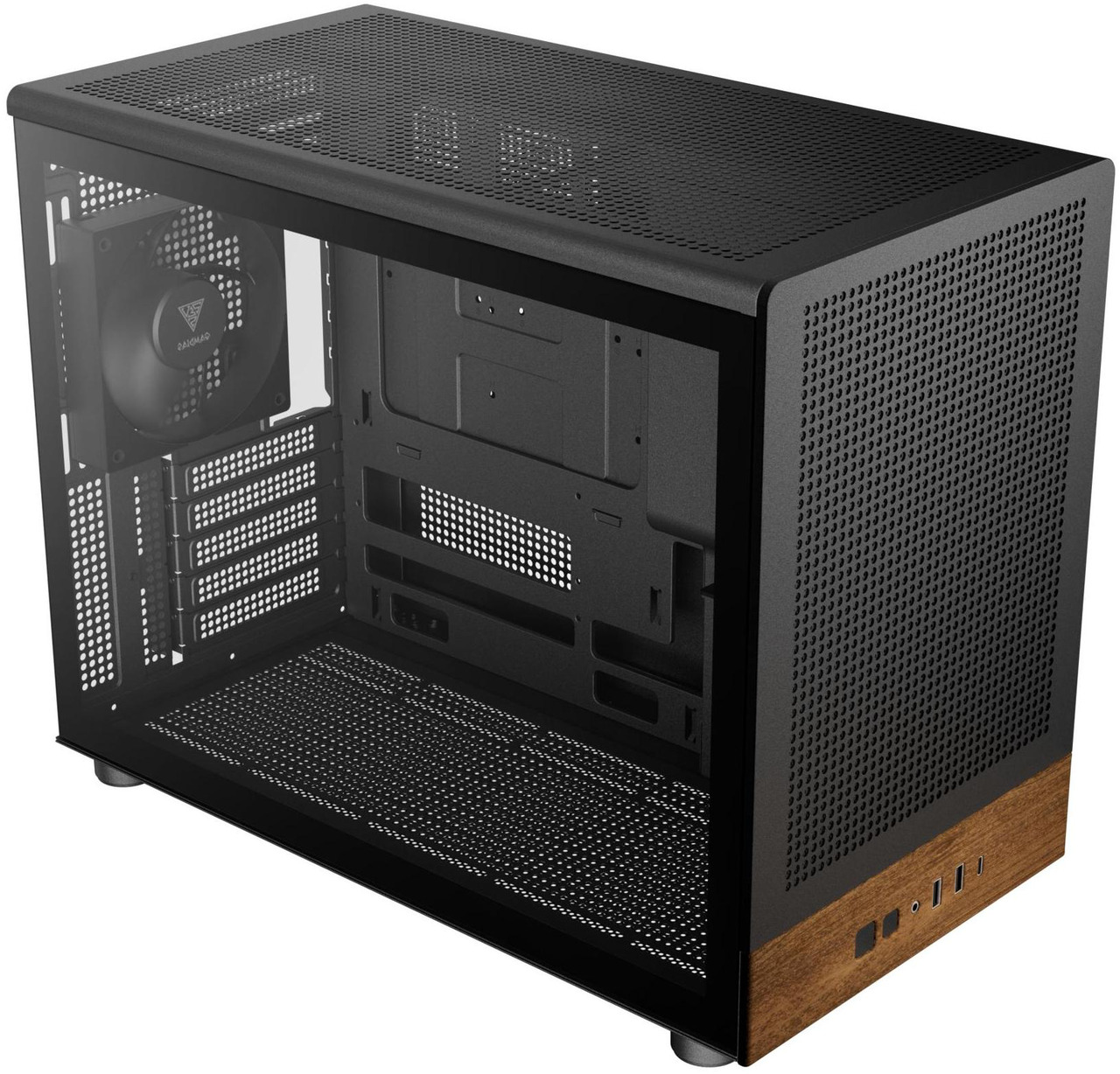 Open Box: Gamdias ATHENA M4M WOOD mini ITX, mATX, micro mesh small form factor PC case, includes 3 PWM fans (Airflow up to 57.56 CFM), fits: 395mm GPU, ATX PSU, and 360mm radiators. - Newegg.com - Open Box condition - Image 9
