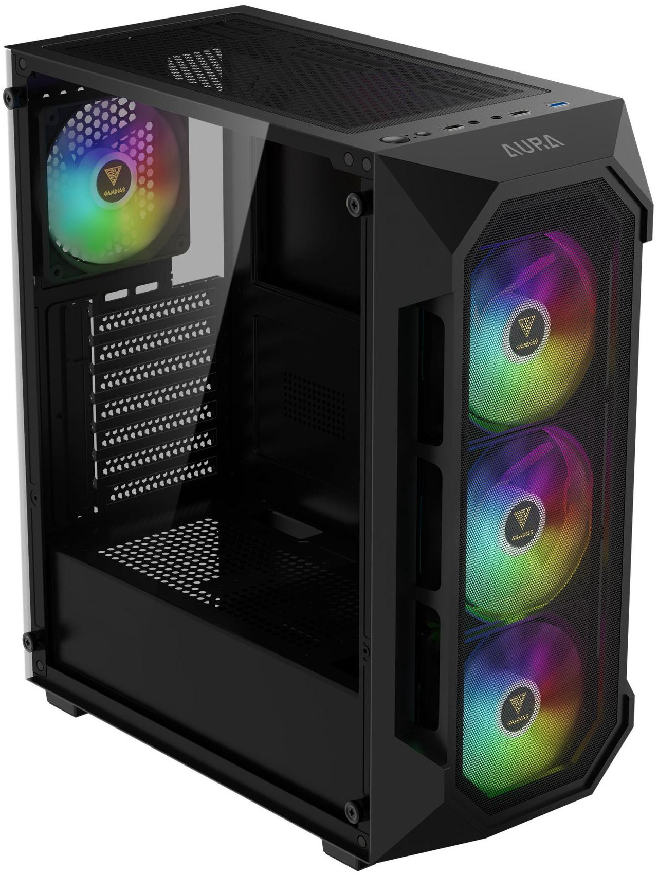 Open Box: Gamdias AURA GC1 ELITE ATX Mid-Tower PC Case, Airflow Mesh Front, 4 ARGB Fans, Tempered Glass, GPU 340mm / 360mm AIO - Newegg.com - Open Box condition - Image 9