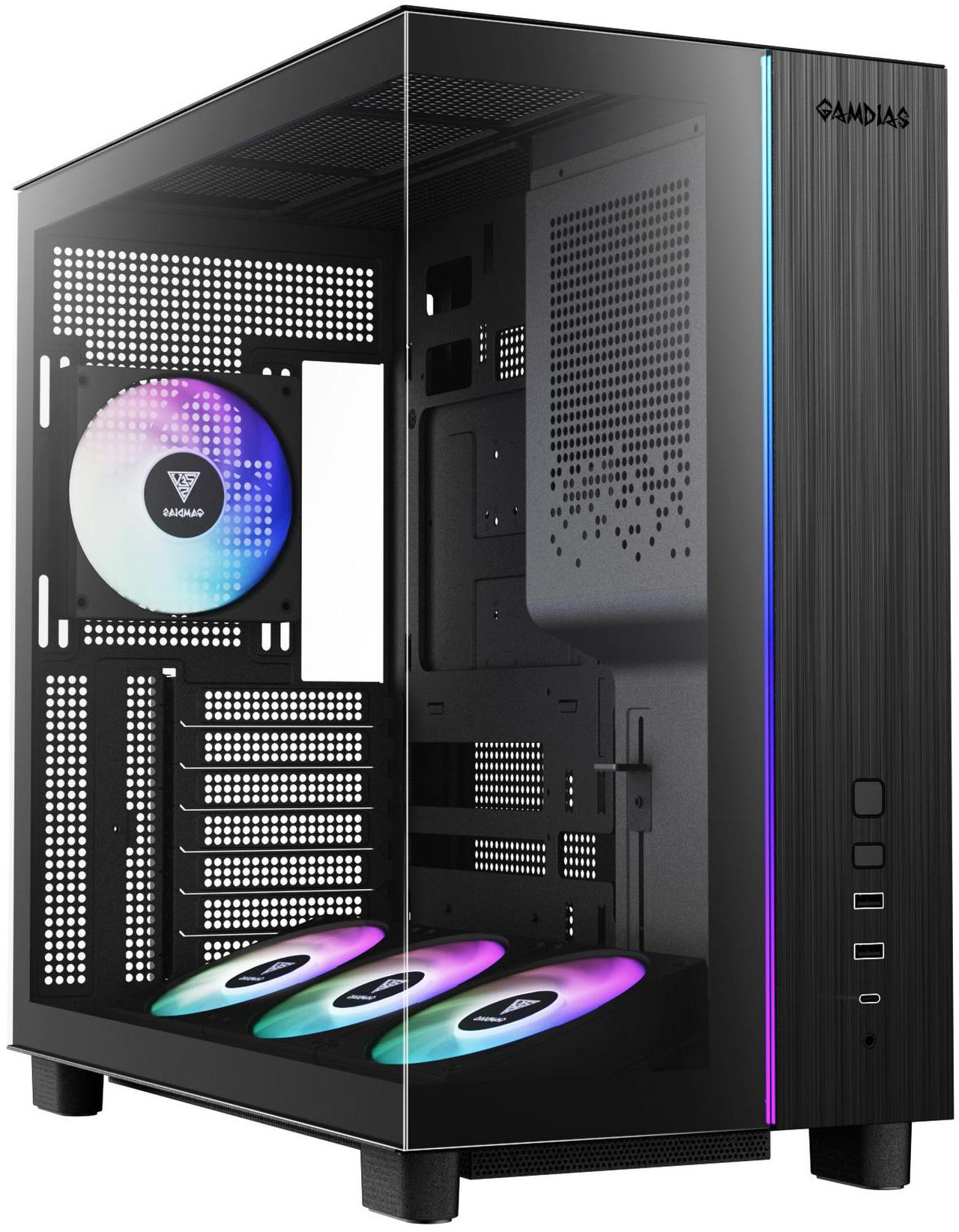 Open Box: Gamdias ATLAS M4 pc case ATX 4x120mm PWM ARGB fans, Adjustable Angle Fan Mount, Chimney Airflow, Anti-Sag GPU Bracket, Front-Mounted PSU Design - Newegg.com - Open Box condition - Image 8