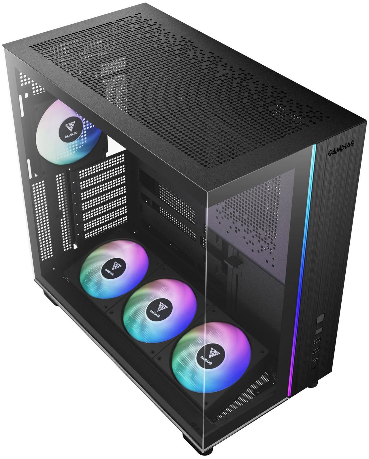 Open Box: Gamdias ATLAS M4 pc case ATX 4x120mm PWM ARGB fans, Adjustable Angle Fan Mount, Chimney Airflow, Anti-Sag GPU Bracket, Front-Mounted PSU Design - Newegg.com - Open Box condition - Image 10