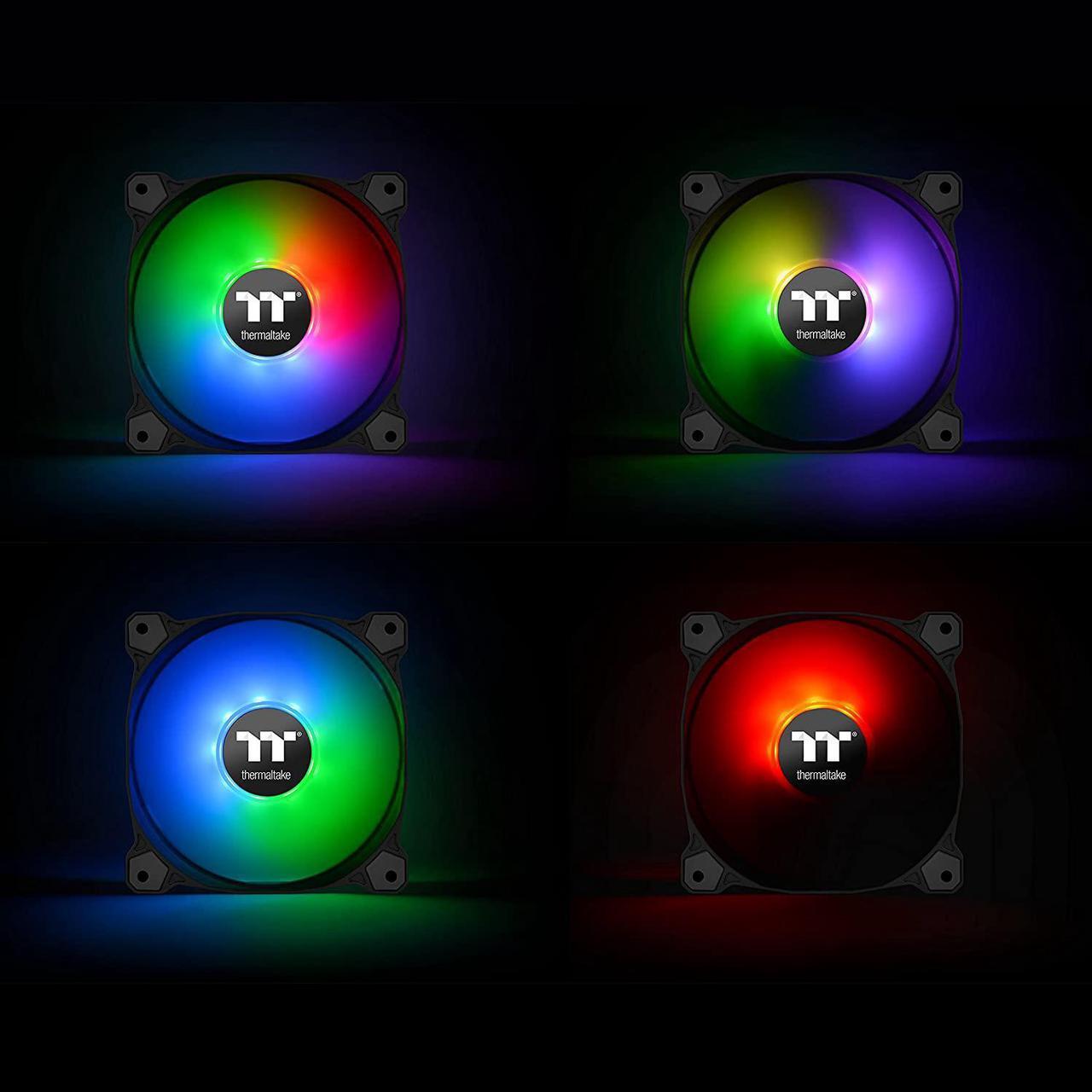 Alt view image 4 of 7 - Thermaltake Pure Plus 12 RGB TT Premium Edition 120mm Software Enabled Circular 9 Controllable LEDs RGB PWM Case Radiator Fan 3Pack, TT RGB PLUS Software, AI Interactive Voice Control CL-F063-PL12SW-A
