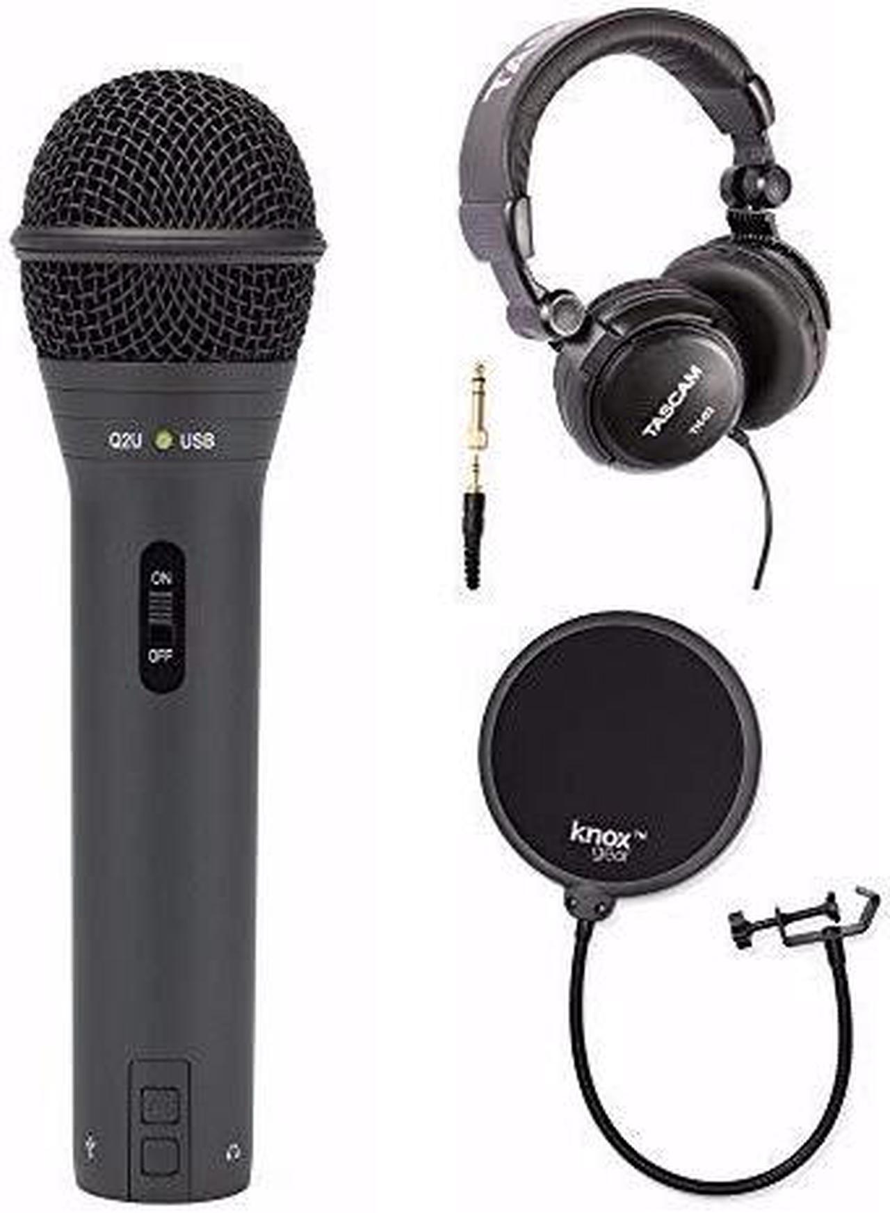Alt view image 6 of 6 - Samson Q2U Black Handheld Dynamic USB Microphone with Pop Filter and Headphones