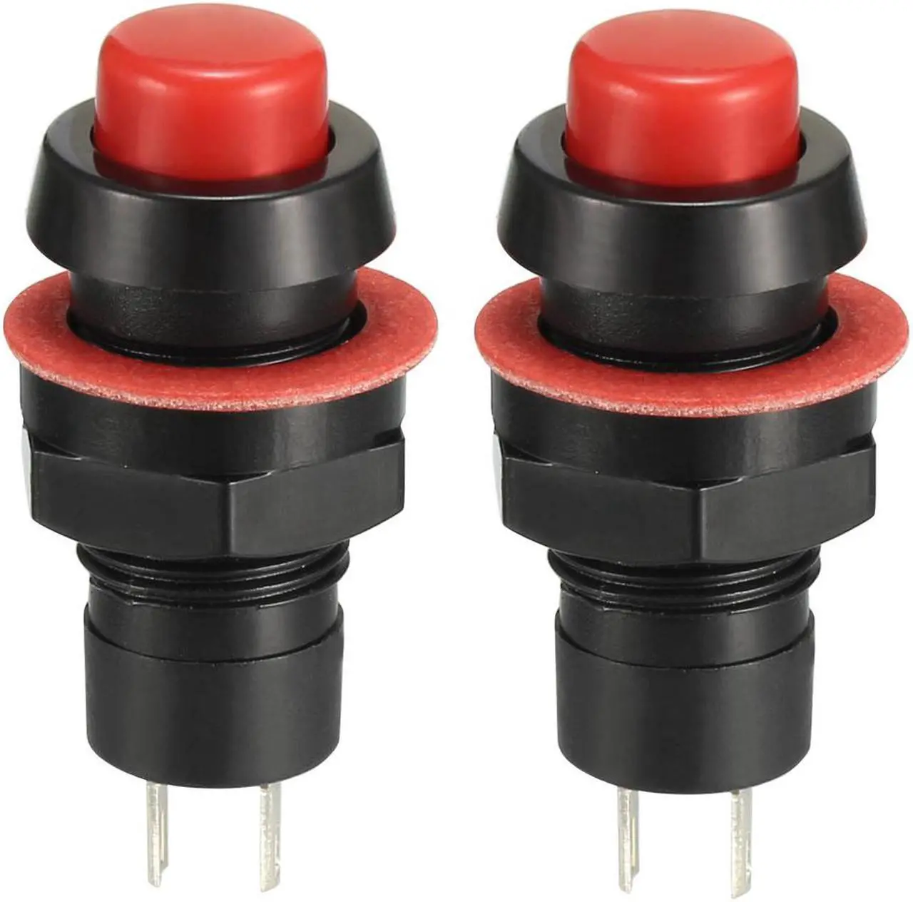 Main image of 10mm Mounting Hole Red Latching Push Button Switch SPST NO 2pcs