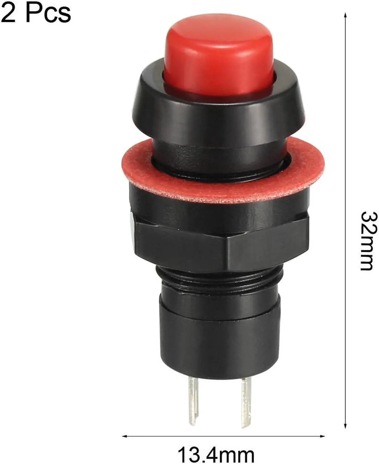 Alt view image 2 of 4 - 10mm Mounting Hole Red Latching Push Button Switch SPST NO 2pcs