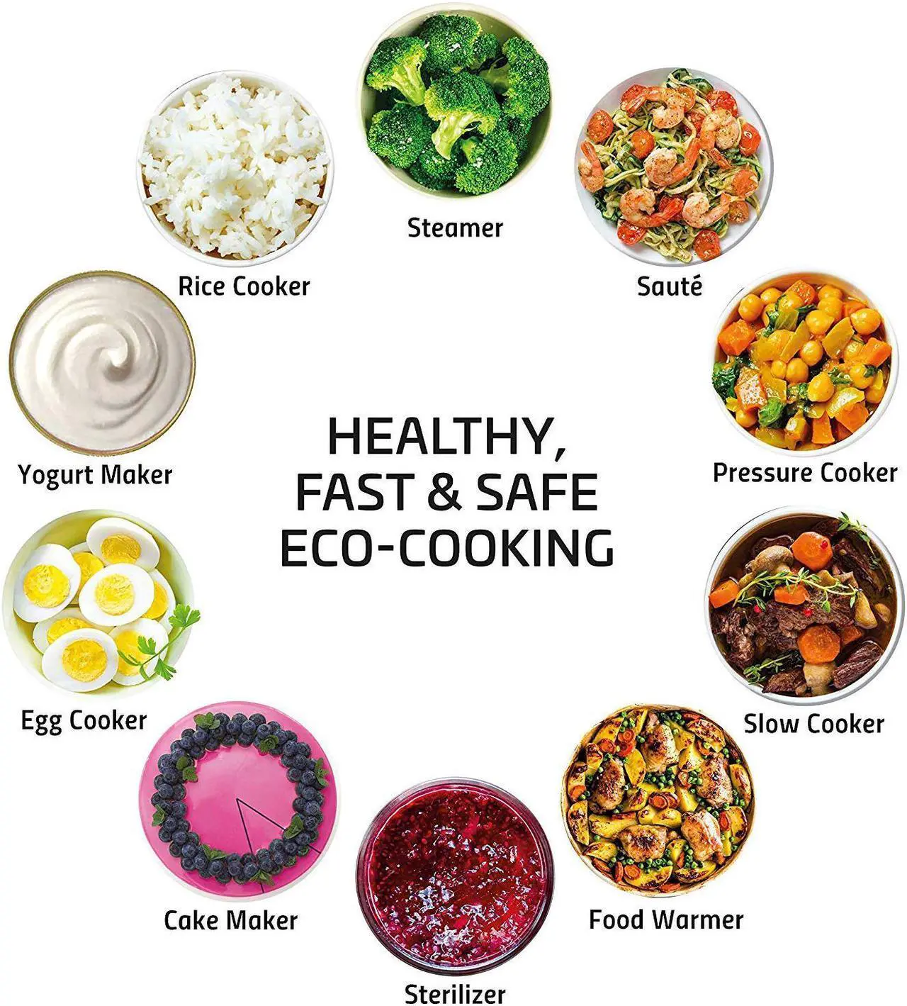 Alt view image 7 of 7 - Mueller UltraPot 6Q Pressure Cooker Instant Crock 10 in 1 Pot with German ThermaV Tech, Cook 2 Dishes at Once, BONUS Tempered Glass Lid incl, Saute, Steamer, Slow, Rice, Yogurt, Maker, Sterilizer
