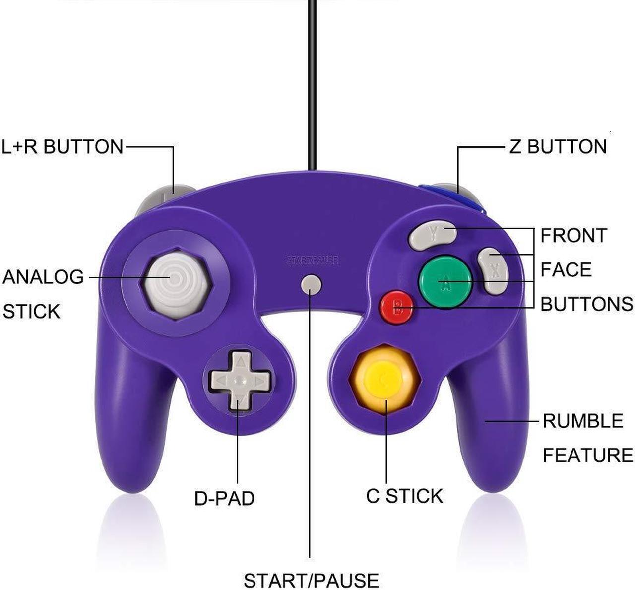 Alt view image 3 of 7 - Gamecube Controller,Classic Wired Gamecube Controllers Gamepad for Wii Gamecube,Compatible with Wii Nintendo Gamecube Purple