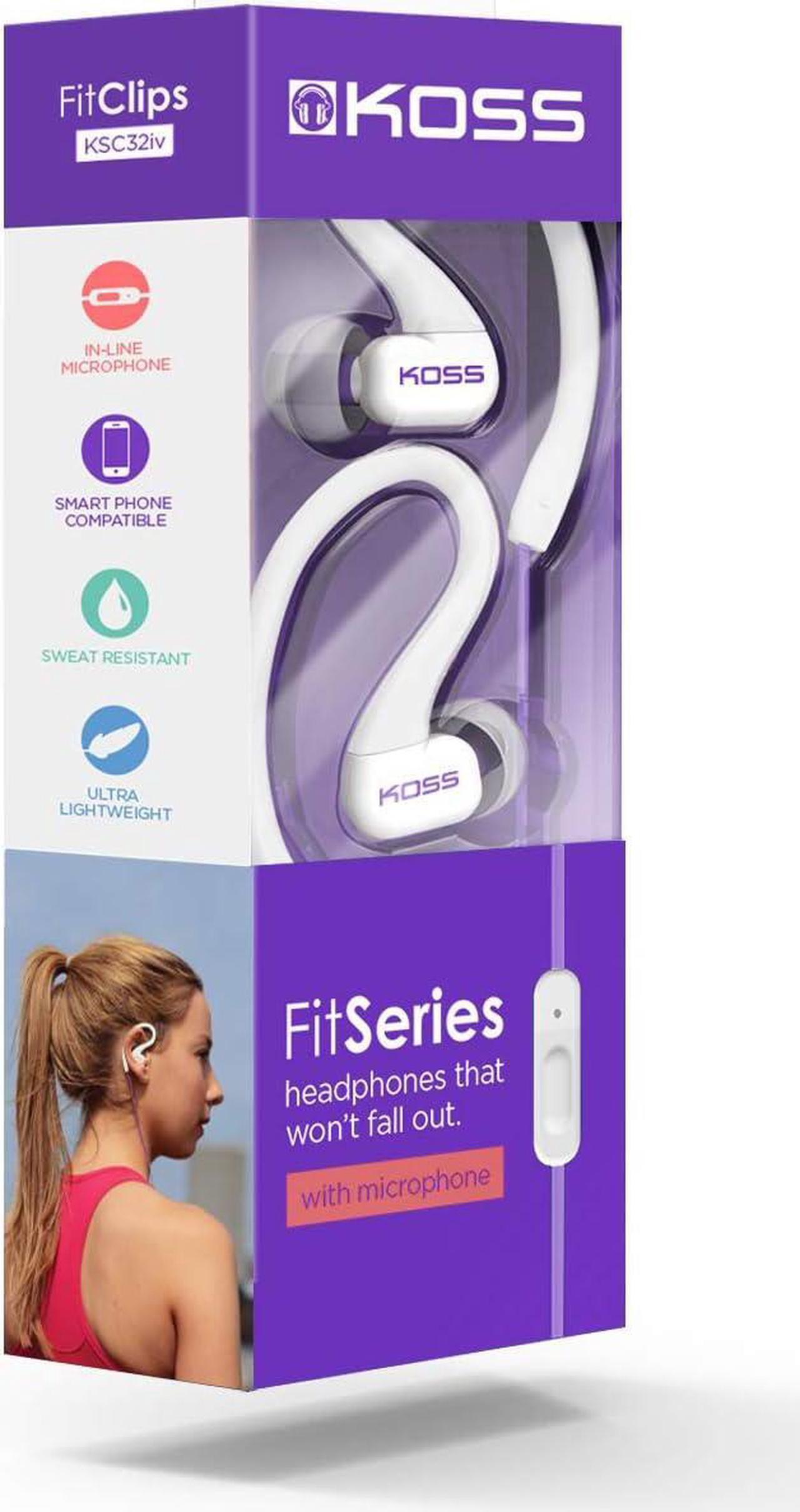 Alt view image 8 of 11 - KOSS Violet FitClips KSC32i 3.5mm Connector Earbud w/ Mic Fitness Sweat Resistant Lightweight