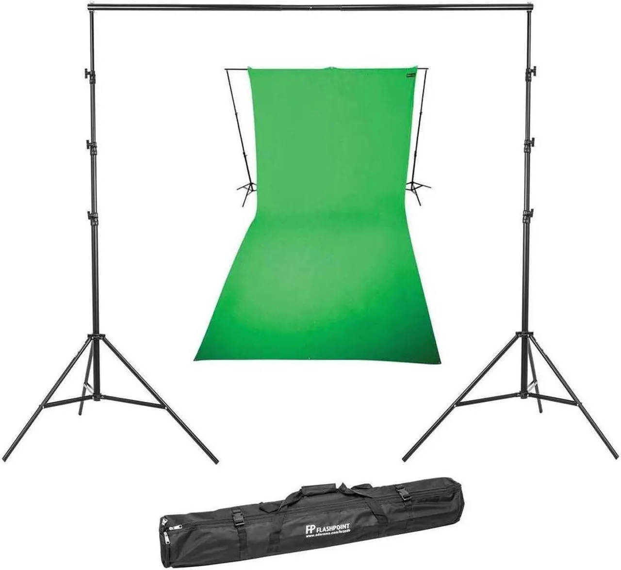 Alt view image 2 of 12 - Westcott 9x20 Feet Wrinkle Resistant Cotton Background, Green - Bundle With Flashpoint 13' Background Support System