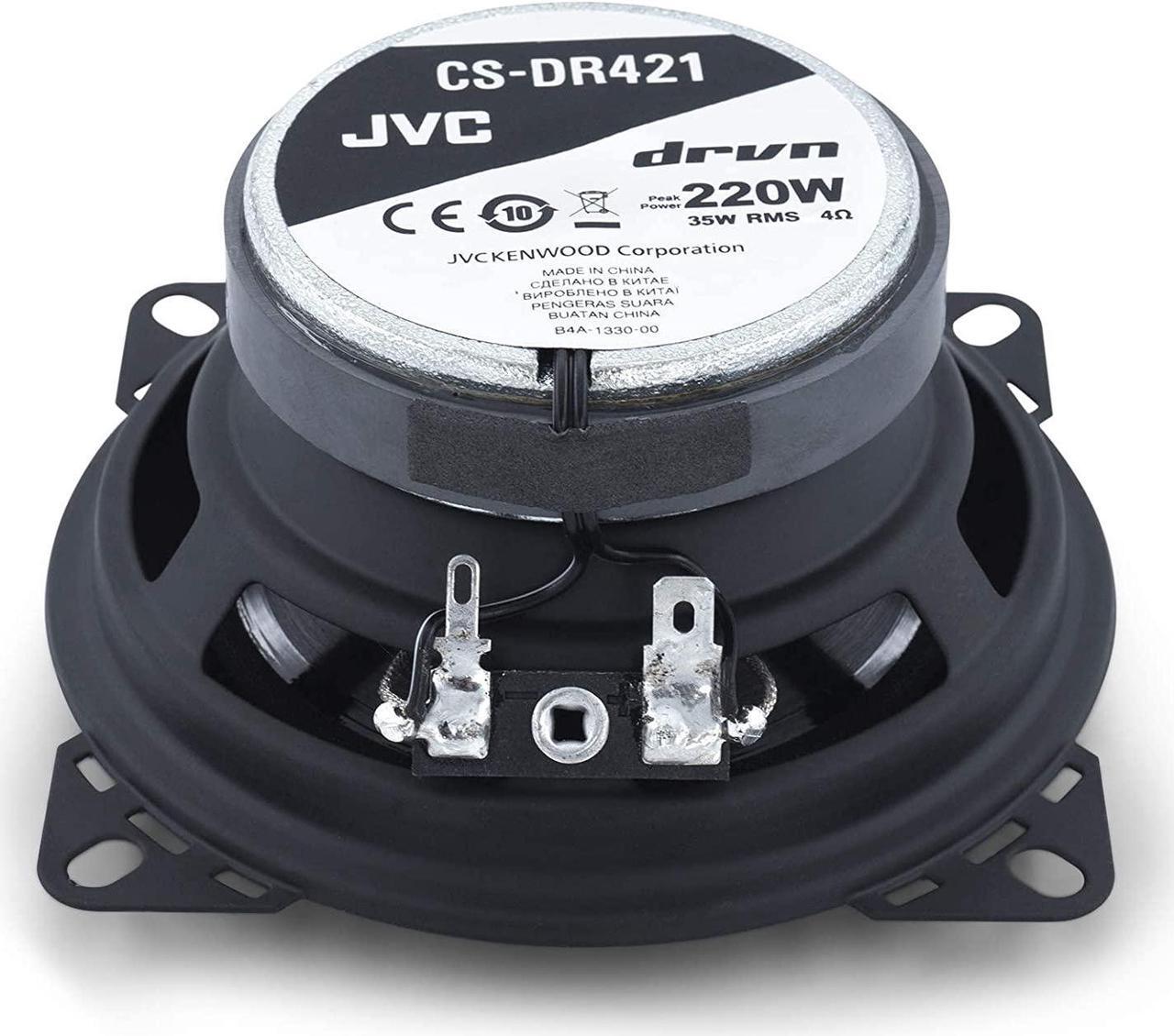 Alt view image 12 of 20 - JVC 4" DRVN CS-DR421 220W Peak (35W RMS) 4" 2-way DRVN Series Coaxial Factory Upgrade Car Speakers (Pair)