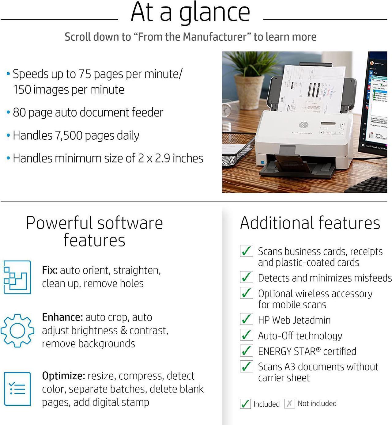 Alt view image 19 of 20 - HP Scanjet Enterprise Flow 7000 s3 Sheetfed OCR Scanner 600dpi