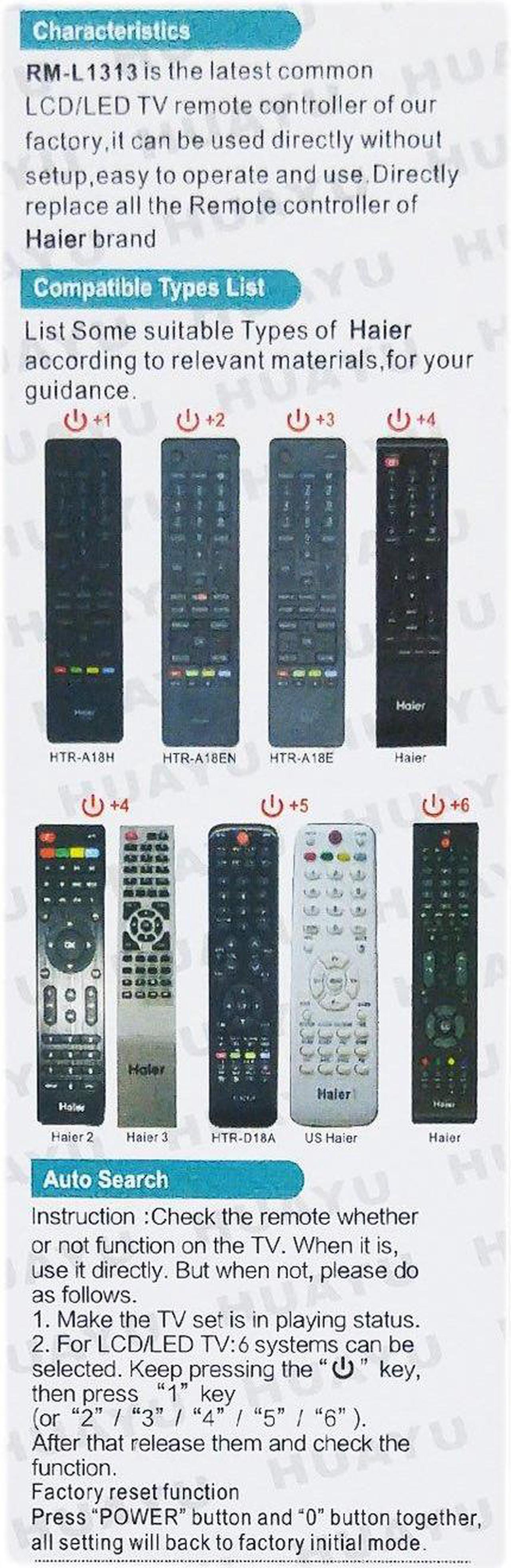 Alt view image 2 of 2 - Haier Remote for Almost All Haier Led LCD and Smart Tv with 3D and YouTube Function (RM L1313)