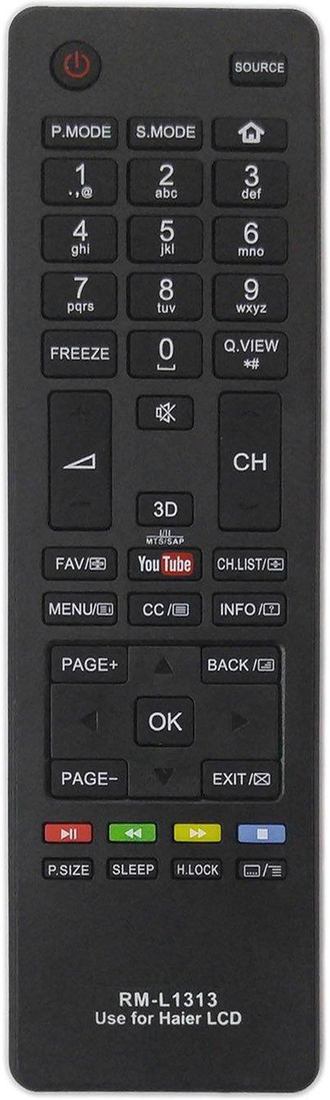 Main image of Haier Remote for Almost All Haier Led LCD and Smart Tv with 3D and YouTube Function (RM L1313)