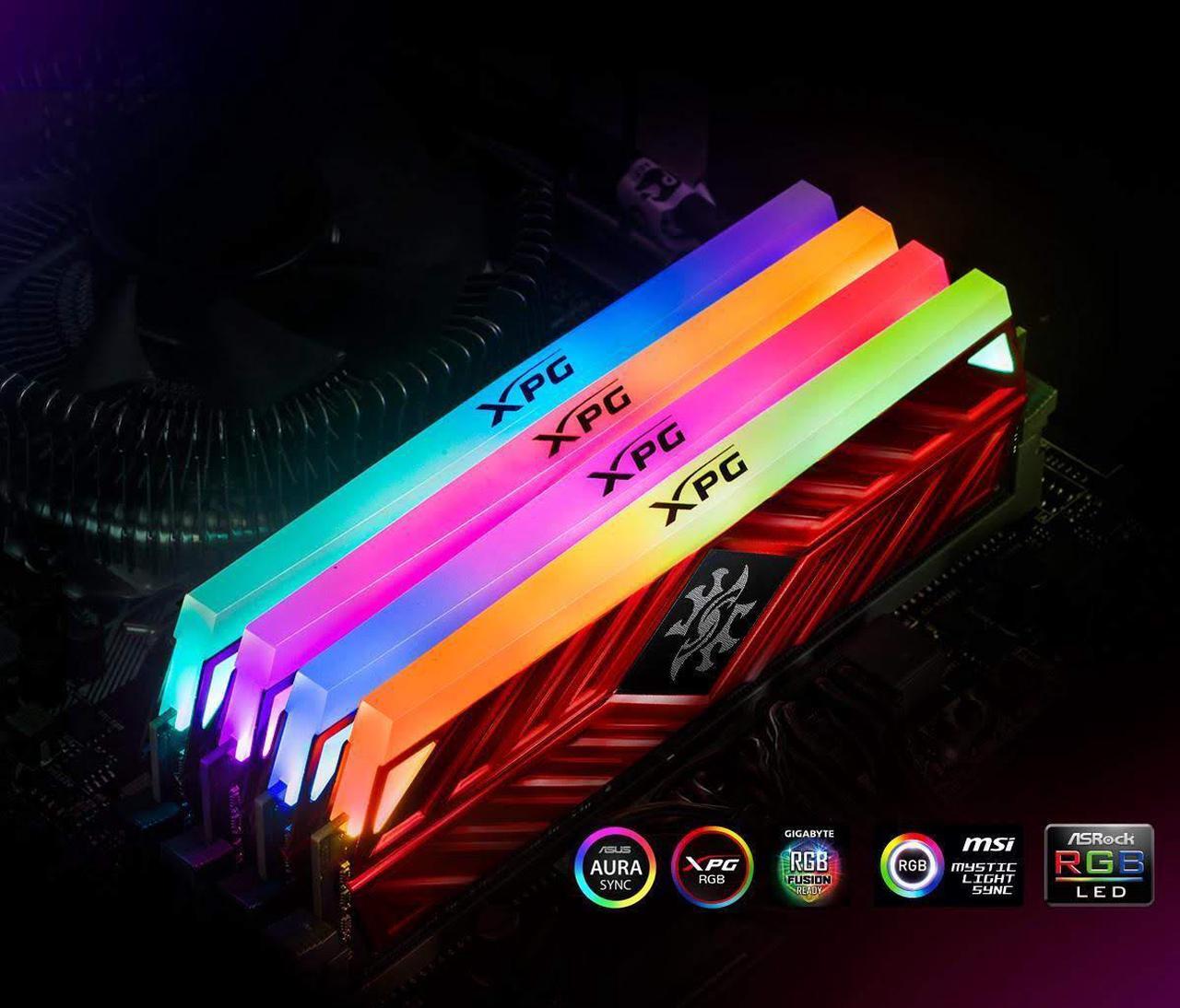 Alt view image 8 of 14 - XPG SPECTRIX D41 RGB Desktop Memory: 16GB (2x8GB) DDR4 3200MHz CL16 Tungsten Grey