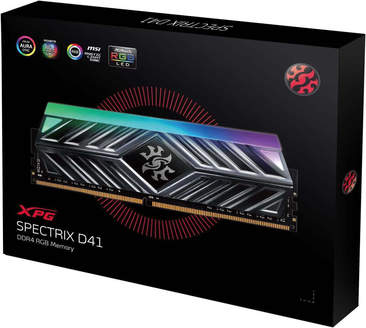 Alt view image 6 of 14 - XPG SPECTRIX D41 RGB Desktop Memory: 16GB (2x8GB) DDR4 3200MHz CL16 Tungsten Grey