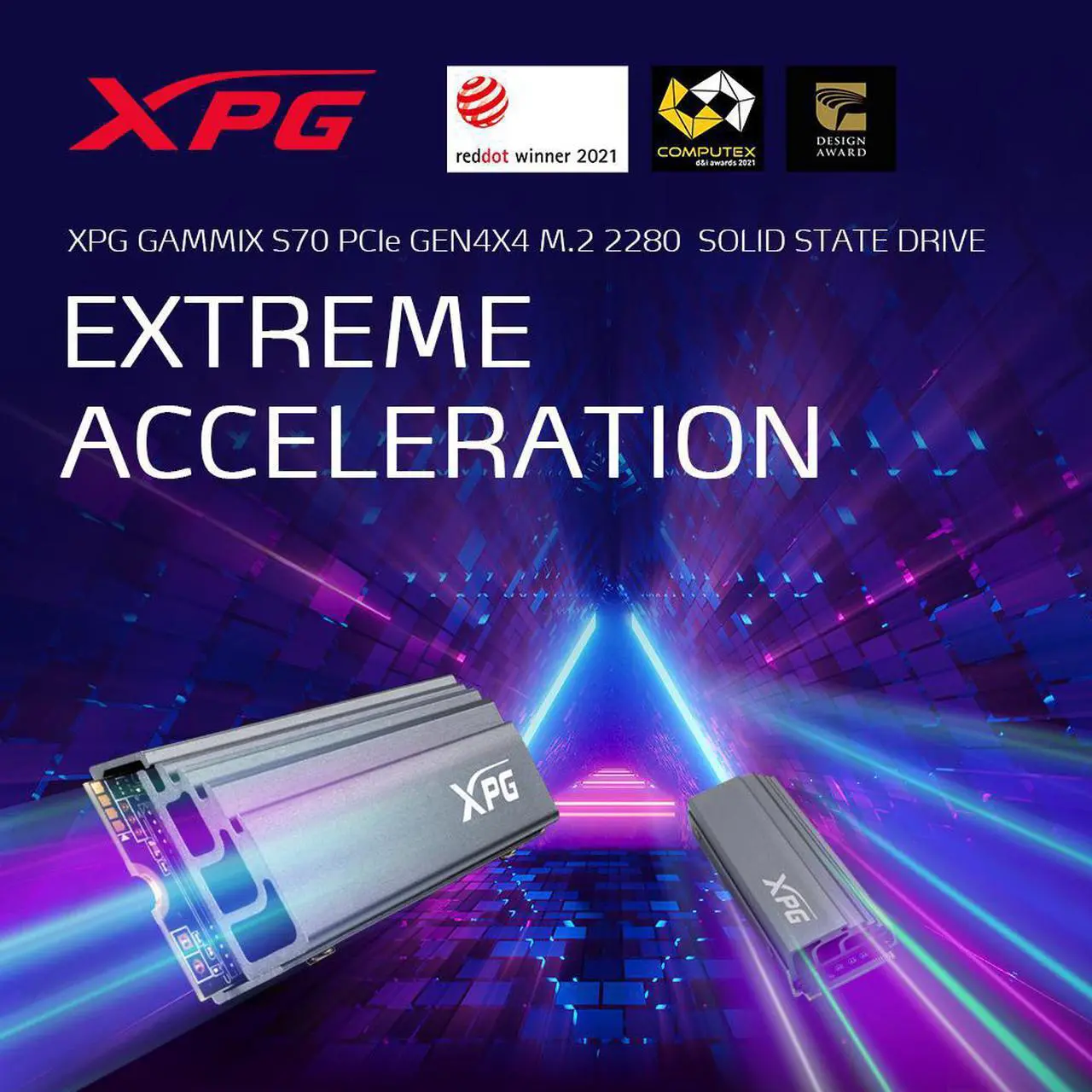 Alt view image 5 of 8 - XPG GAMMIX Gaming S70: 1TB Internal PCIe Gen4x4 M.2 2280 (NVMe)