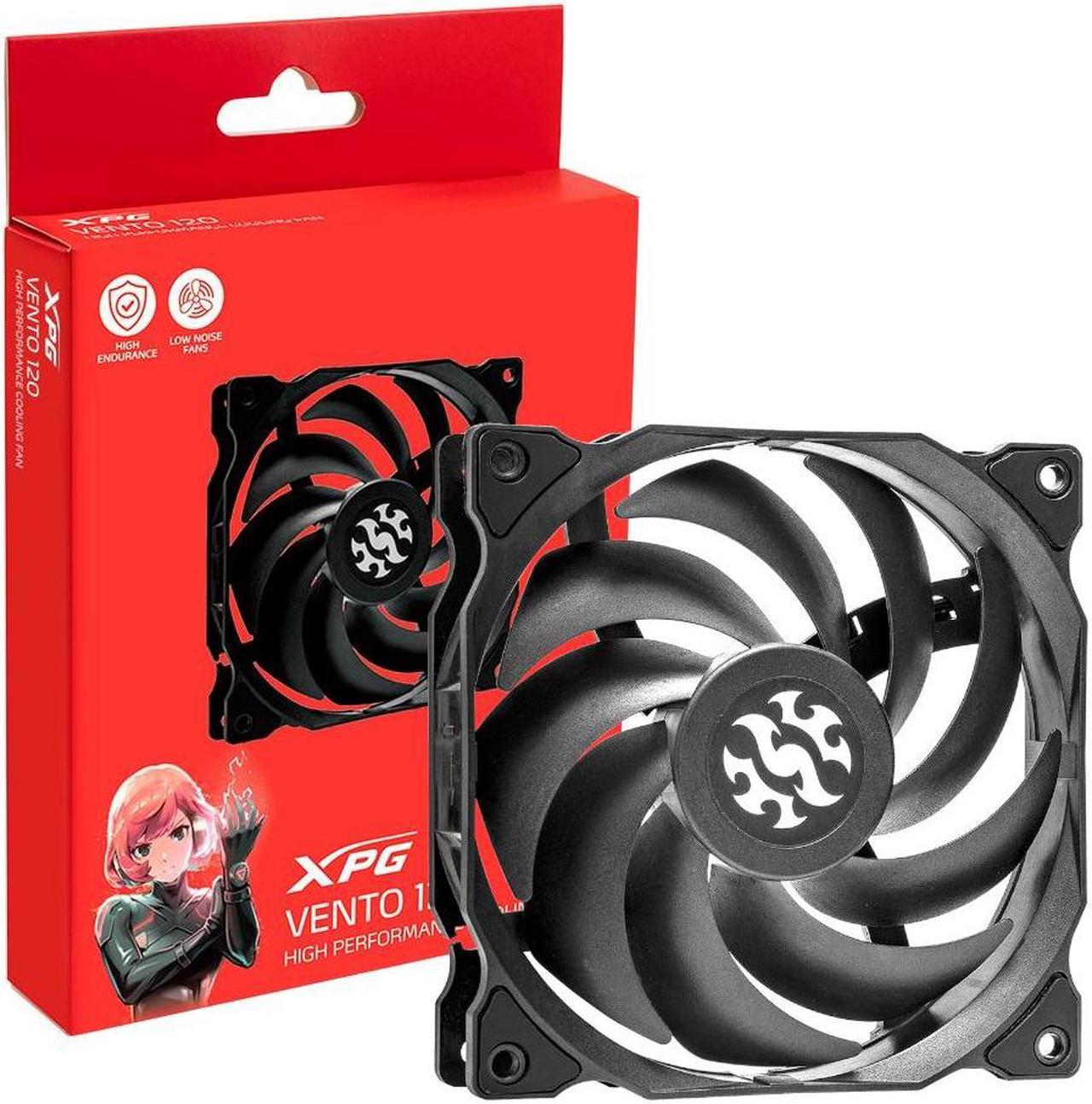 XPG VENTO 120 Case Fan | 45.3 CMF - 1200RPM | 3 PIN, 120MM Fan | Major Motherboard Compatibility - Black / NON-RGB