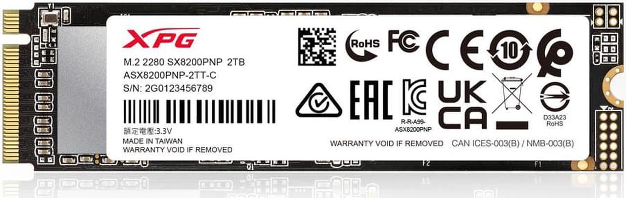 Alt view image 6 of 9 - XPG SX8200 Pro Series: 2TB Internal Solid State Drive PCIe Gen3x4 M.2 2280