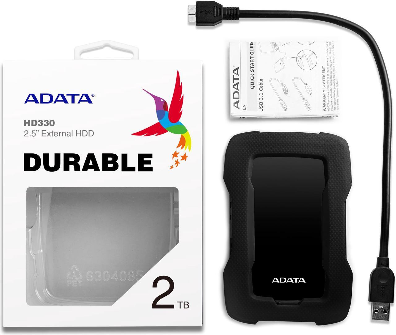 Alt view image 7 of 7 - ADATA Durable Series HD330: 2TB Black External USB 3.1 Portable Hard Drive Gaming Console Compatible