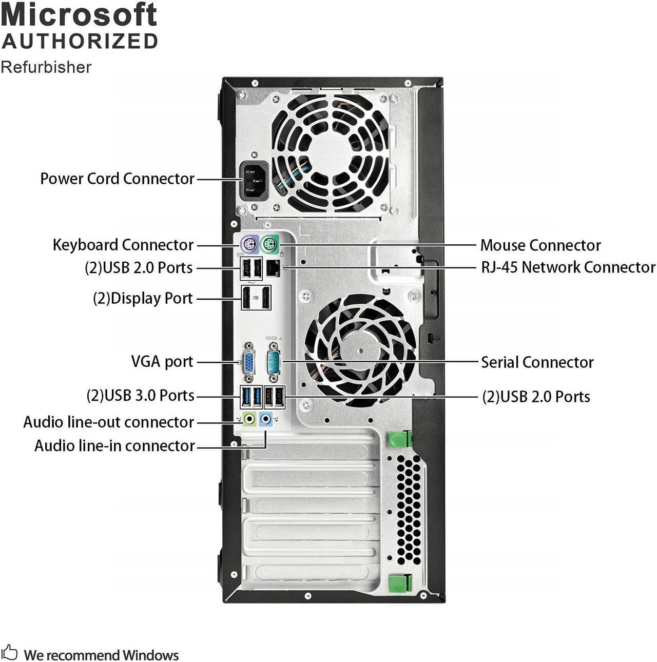 Alt view image 6 of 7 - Grade A HP ProDesk 600 G1 Tower PC, Intel Quad Core I5-4570 3.2Ghz, 16G DDR3, 120G SSD + 2T HDD, DP, 4K Support, WiFi, Keyboard & Mouse, Windows 10 Pro 64 Bit-Multi-Language(EN/ES/FR)