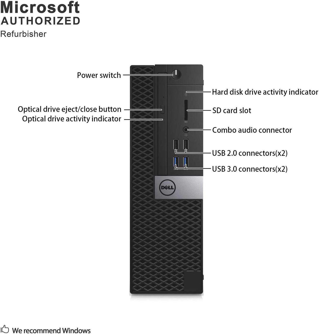 Alt view image 5 of 7 - Grade A Dell OptiPlex 7040 SFF PC, Intel Quad Core I5-6500 3.2Ghz, 16G DDR4, 1T HDD, DVD, DP, HDMI, 4K Support, WiFi, Bluetooth 4.0, Keyboard & Mouse, Windows 10 Pro 64 Bit-Multi-Language(EN/ES/FR)