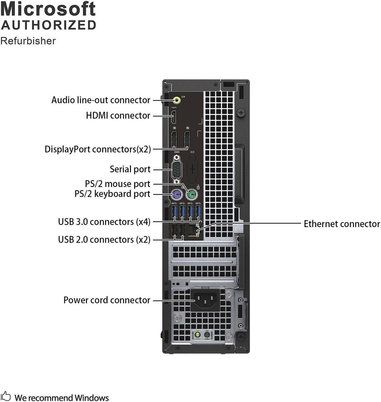 Alt view image 6 of 7 - Grade A Dell OptiPlex 7040 SFF PC, Intel Quad Core I5-6500 3.2Ghz, 16G DDR4, 1T HDD, DVD, DP, HDMI, 4K Support, WiFi, Bluetooth 4.0, Keyboard & Mouse, Windows 10 Pro 64 Bit-Multi-Language(EN/ES/FR)