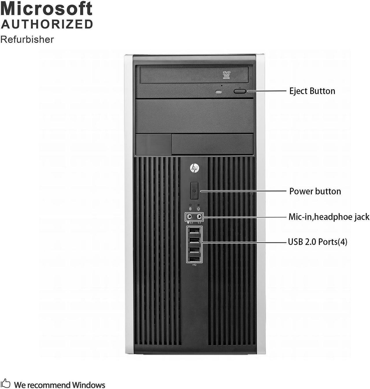Alt view image 5 of 7 - Grade A HP Compaq Pro 6300 Microtower PC, Intel Core I3-3220 3.3Ghz, 8G DDR3, 2T HDD, DVD, DP, VGA, WiFi, Bluetooth 4.0, Keyboard & Mouse, Windows 10 Pro 64 Bit-Multi-Language