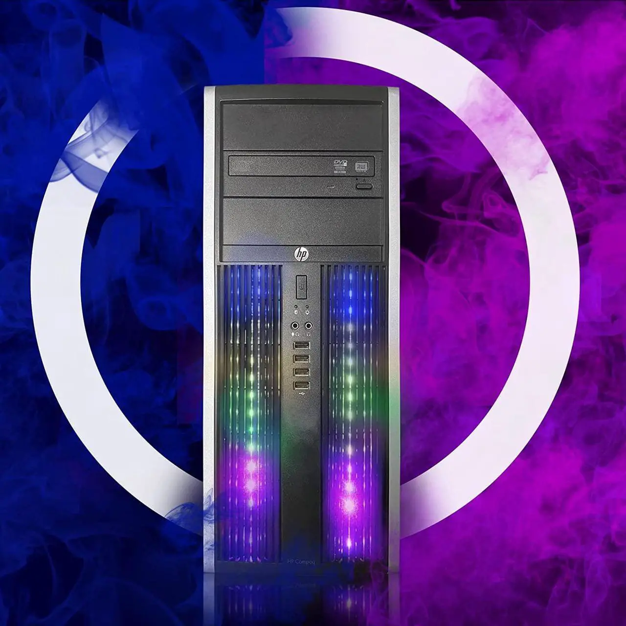 Alt view image 4 of 7 - HP RGB Gaming PC Desktop Computer - Intel Quad I7 up to 3.8GHz, 16GB Memory, 128G SSD + 2TB, Radeon RX 580 8G, RGB Keyboard & Mouse, DVD, WiFi & Bluetooth, Win 10 Pro (Renewed)