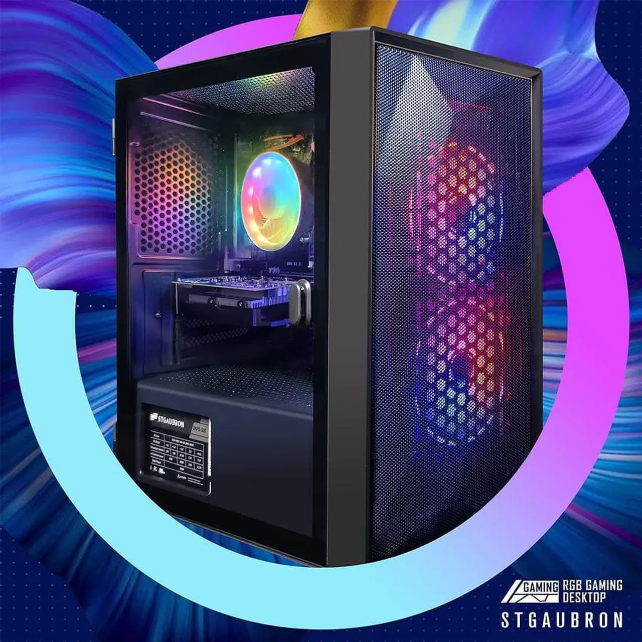 Alt view image 3 of 6 - STGAubron Gaming, Intel Core I5 3.3Ghz up to 3.7Ghz, 16G Ram, 512G SSD, AMD Radeon RX 550 4G GDDR5, WiFi, BT 5.0, RGB Fan x 3, RGB Keybaord & Mouse, RGB Mouse Pad, W10H64