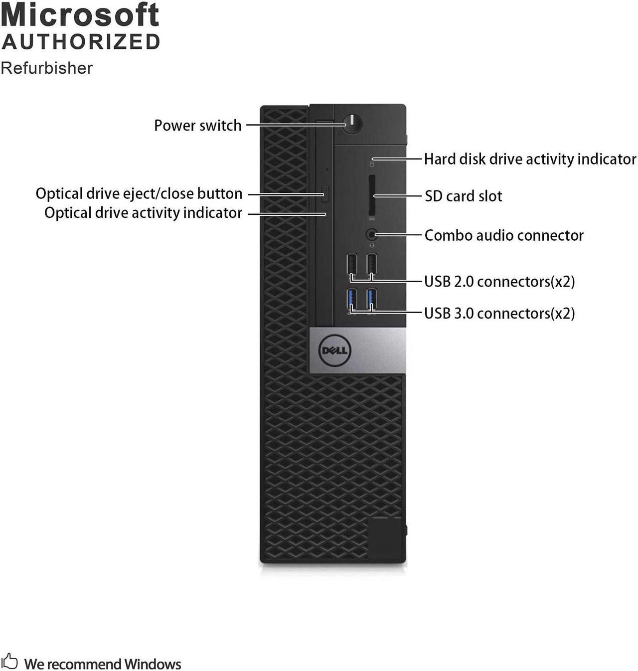 Alt view image 5 of 7 - Dell Optiplex 5050 Small Form Factor (SFF) Business Desktop PC, Intel i7-7700 Quad-Core 3.6 GHz, 16GB DDR4, 512G NVME SSD Windows 10 Pro (Renewed)
