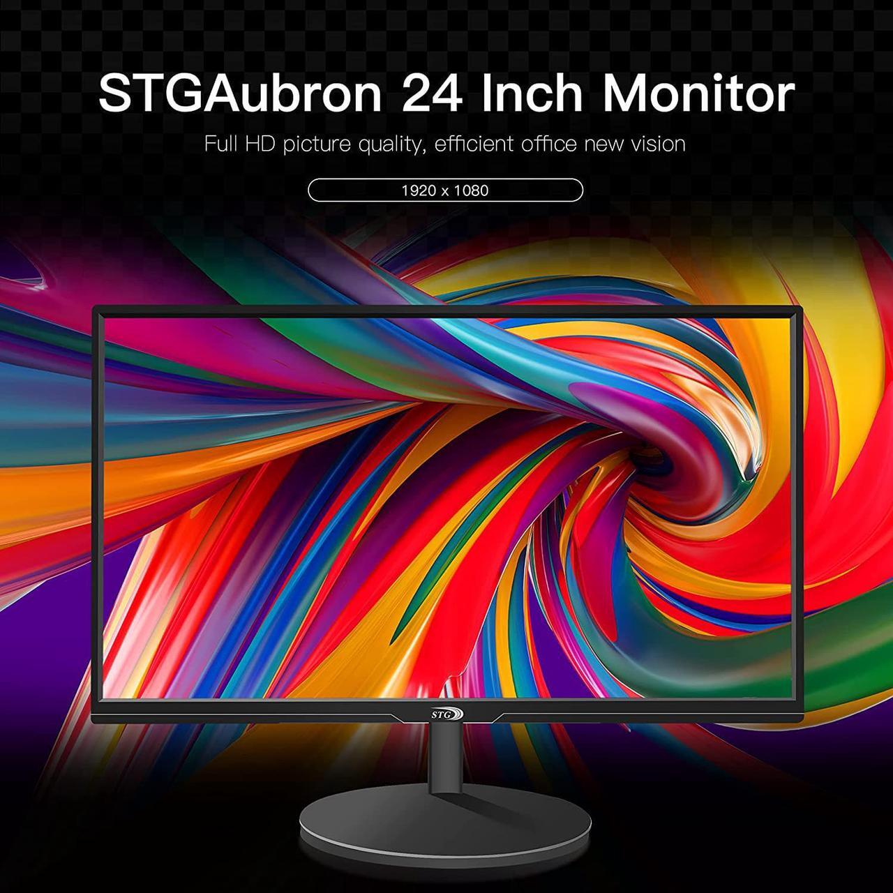 Alt view image 5 of 7 - STGAubron 24 Inch Gaming Computer Monitor, FHD 1920 x 1080P Office PC LED Display, 99% sRGB, HDMI, VGA, Ergonomic Tilt Adjustment