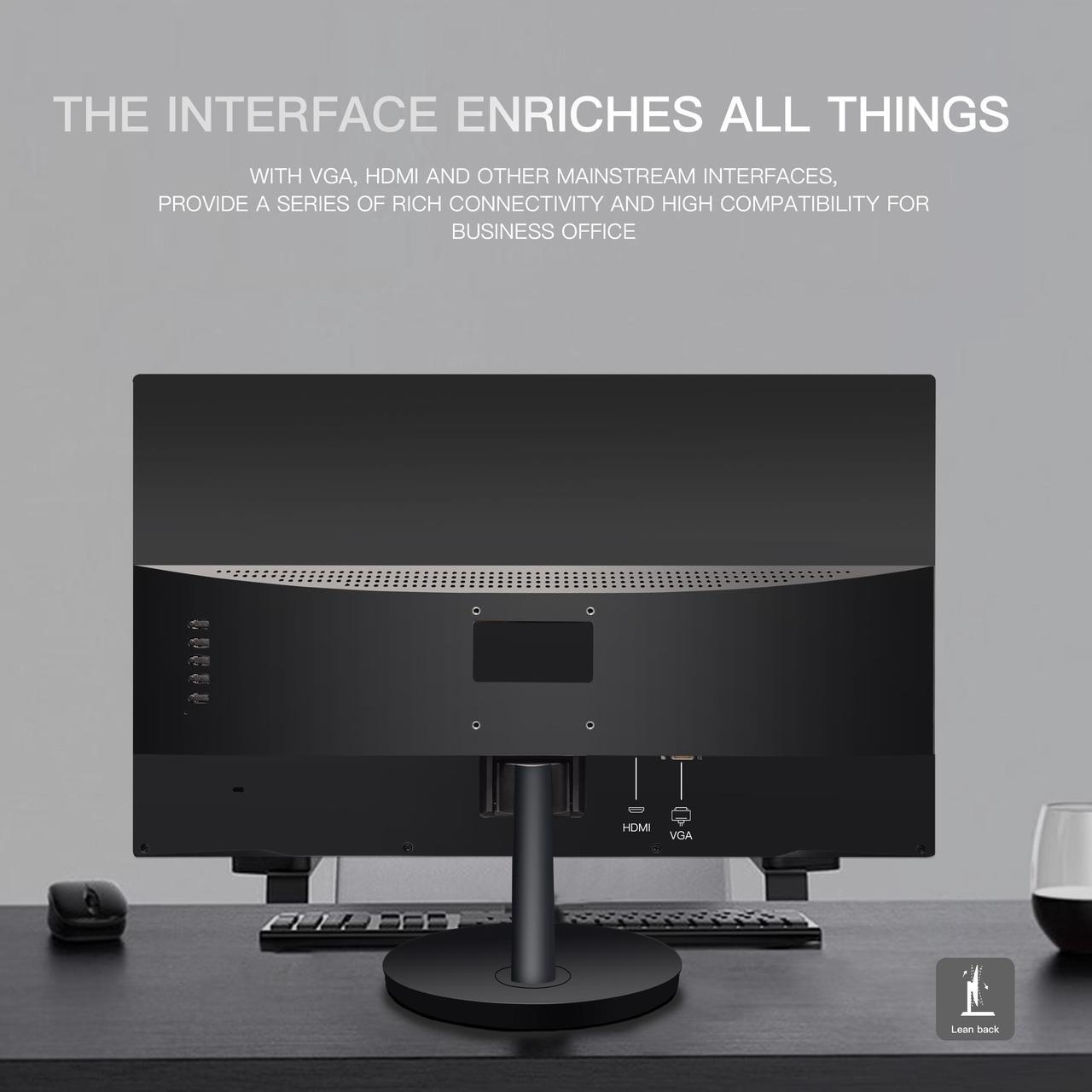 Alt view image 7 of 7 - STGAubron 24 Inch Gaming Computer Monitor, FHD 1920 x 1080P Office PC LED Display, 99% sRGB, HDMI, VGA, Ergonomic Tilt Adjustment