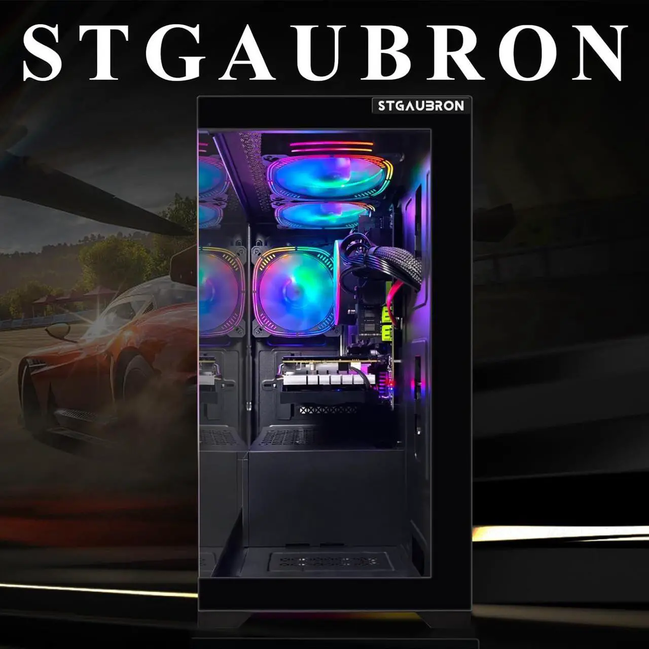 Alt view image 3 of 5 - STGAubron Gaming Desktop PC,Intel Core i7 3.4G up to 3.9G,Radeon RX 580 16G GDDR5,16G RAM, 512G SSD,600M WiFi,BT 5.0,RGB Fan x 3,RGB Keyboard&Mouse,RGB Mouse Pad,RGB BT Sound Bar,W10H64