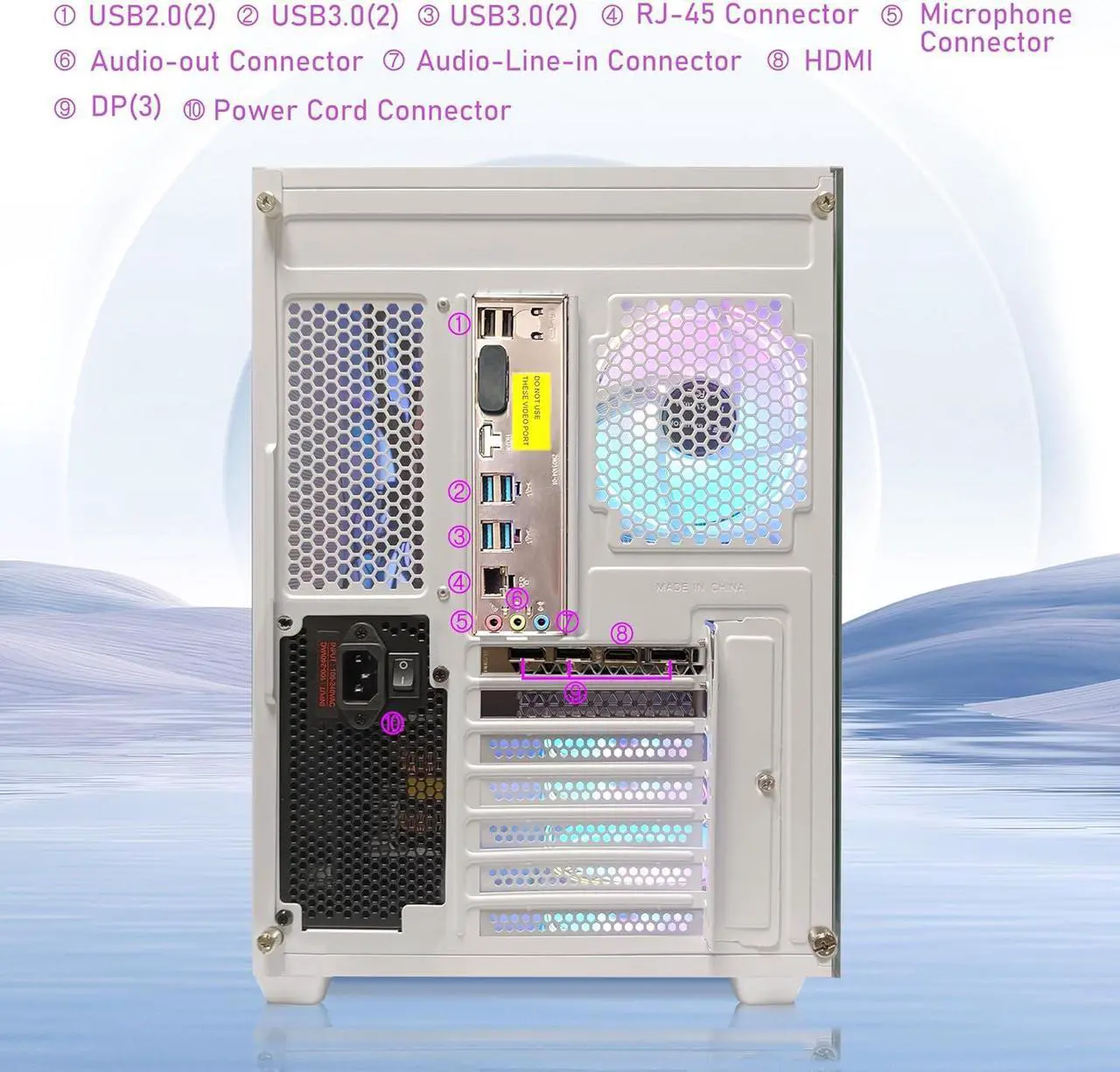 Alt view image 7 of 7 - STGAubron Gaming Desktop PC, Intel Core i5-9400F up to 4.1GHz, Radeon RX 6600 XT 8G GDDR6, 16G RAM, 1T SSD, 600M WiFi, BT 5.0, RGB Fan x 7, RGB Keyboard & Mouse & Mouse Pad, W11H64