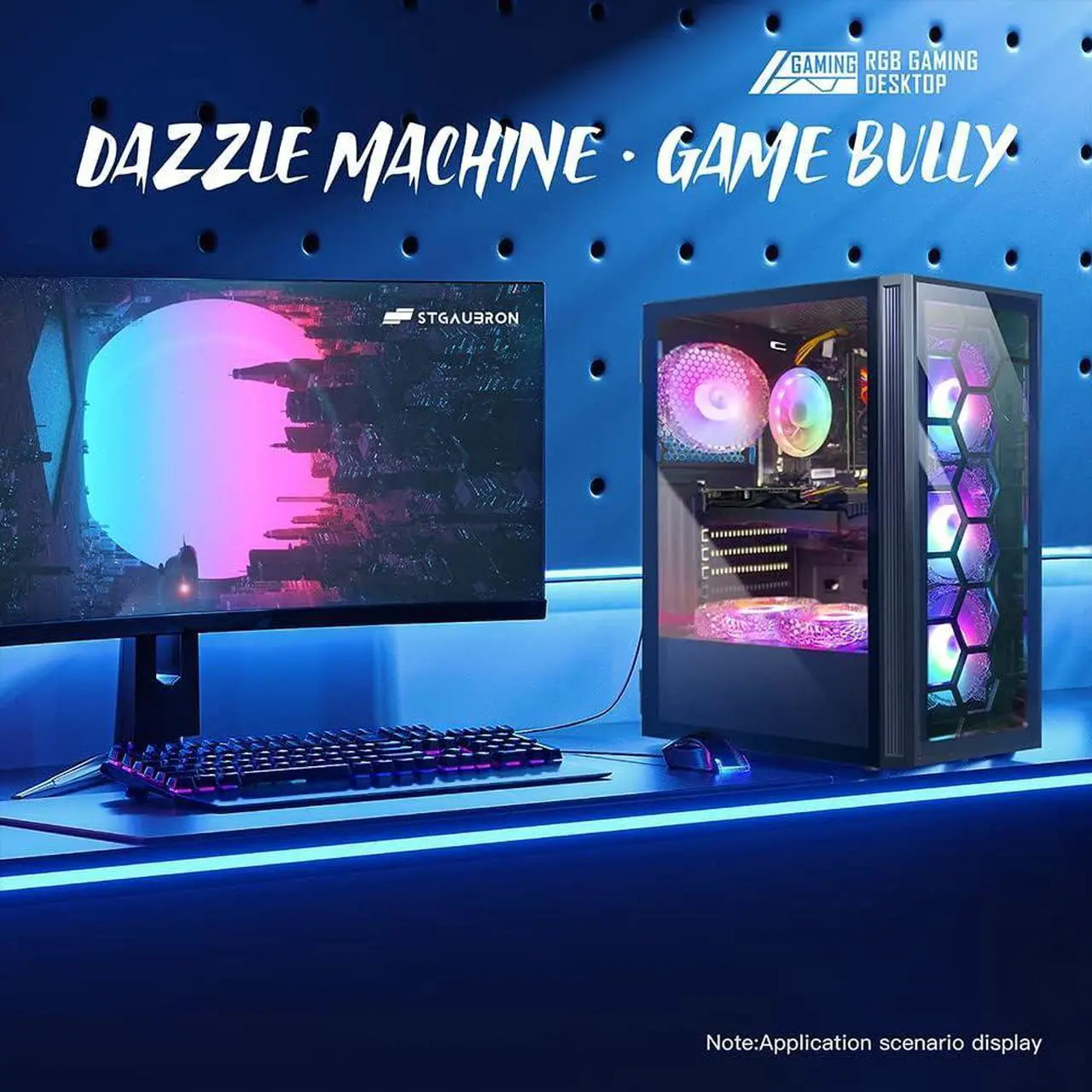 Alt view image 4 of 7 - STGAubron Gaming PC,Intel Core i7-3770 up to 3.9G,32G,1TB SSD,WiFi,BT 5.0,GeForce RTX 2060 Super 8G GDDR6,RGB Fanx6,RGB Keybaord&Mouse&Mouse Pad,RGB Bluetooth Sound Bar,RGB Bluetooth Gaming Mic,W10H64