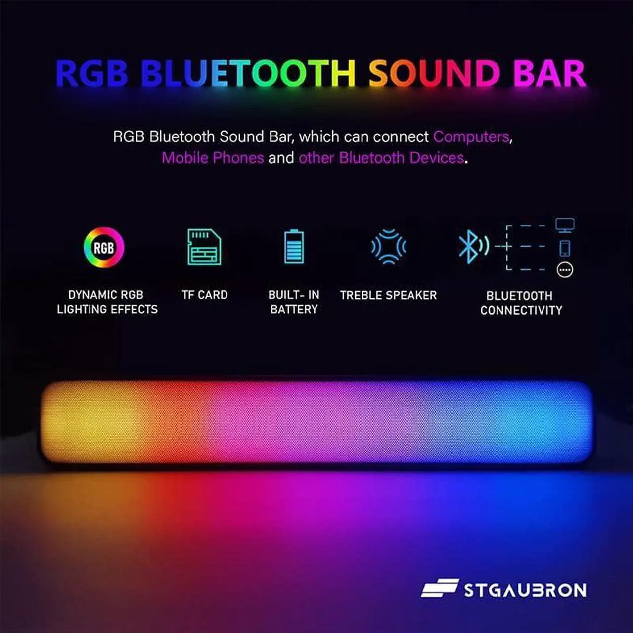 Alt view image 6 of 7 - STGAubron Gaming PC,Intel Core i7-3770 up to 3.9G,32G,1TB SSD,WiFi,BT 5.0,GeForce RTX 2060 Super 8G GDDR6,RGB Fanx6,RGB Keybaord&Mouse&Mouse Pad,RGB Bluetooth Sound Bar,RGB Bluetooth Gaming Mic,W10H64