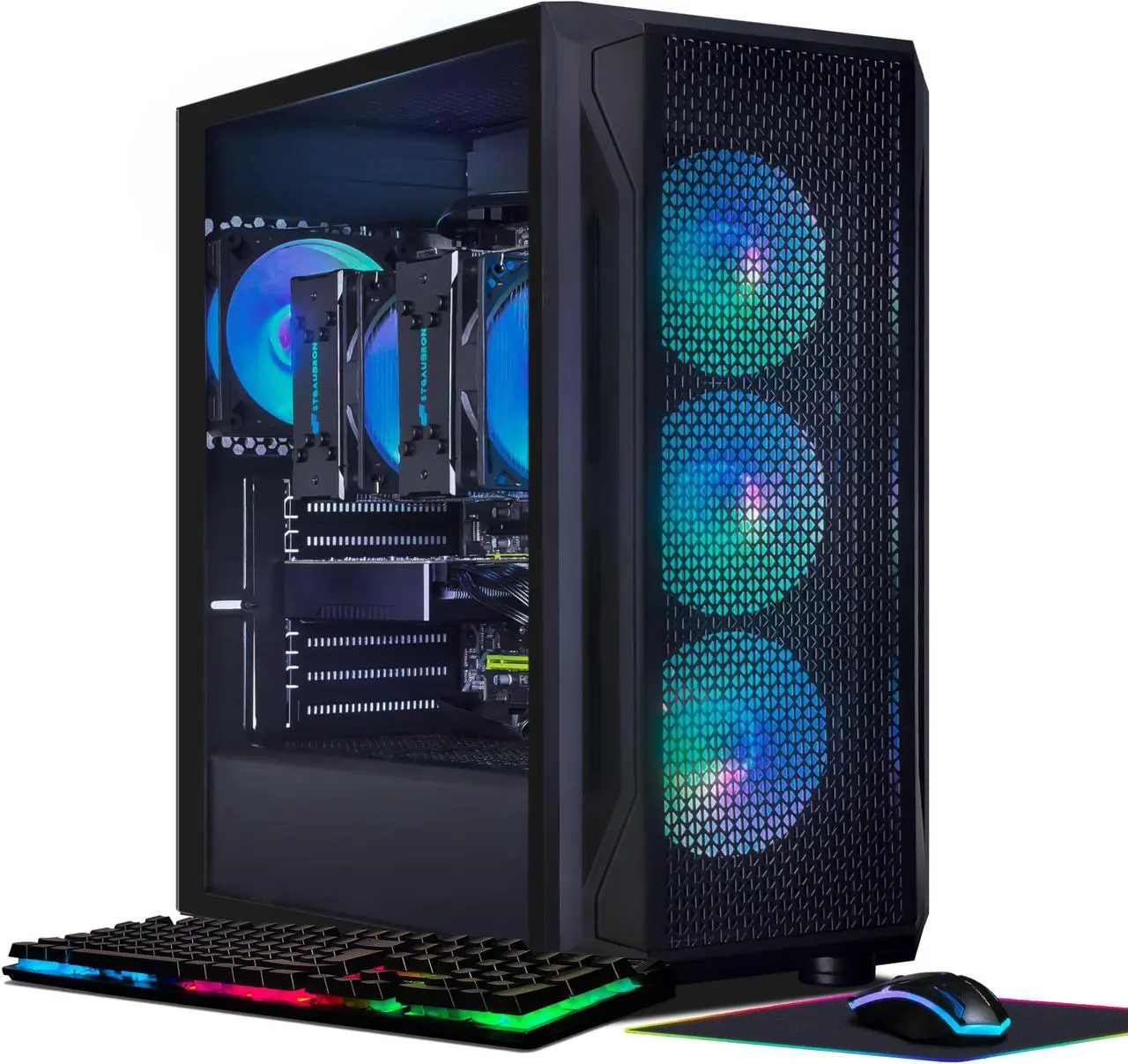 Main image of STGAubron Gaming PC Computer Desktop, Radeon RX 580 8G, Dual Intel i7 Xeon E5 up to 3.7GHz, 16G DDR4, 512G SSD, 600M WiFi, BT 5.0, RGB Fan x 4, RGB Mouse Pad, Windows 10 Pro