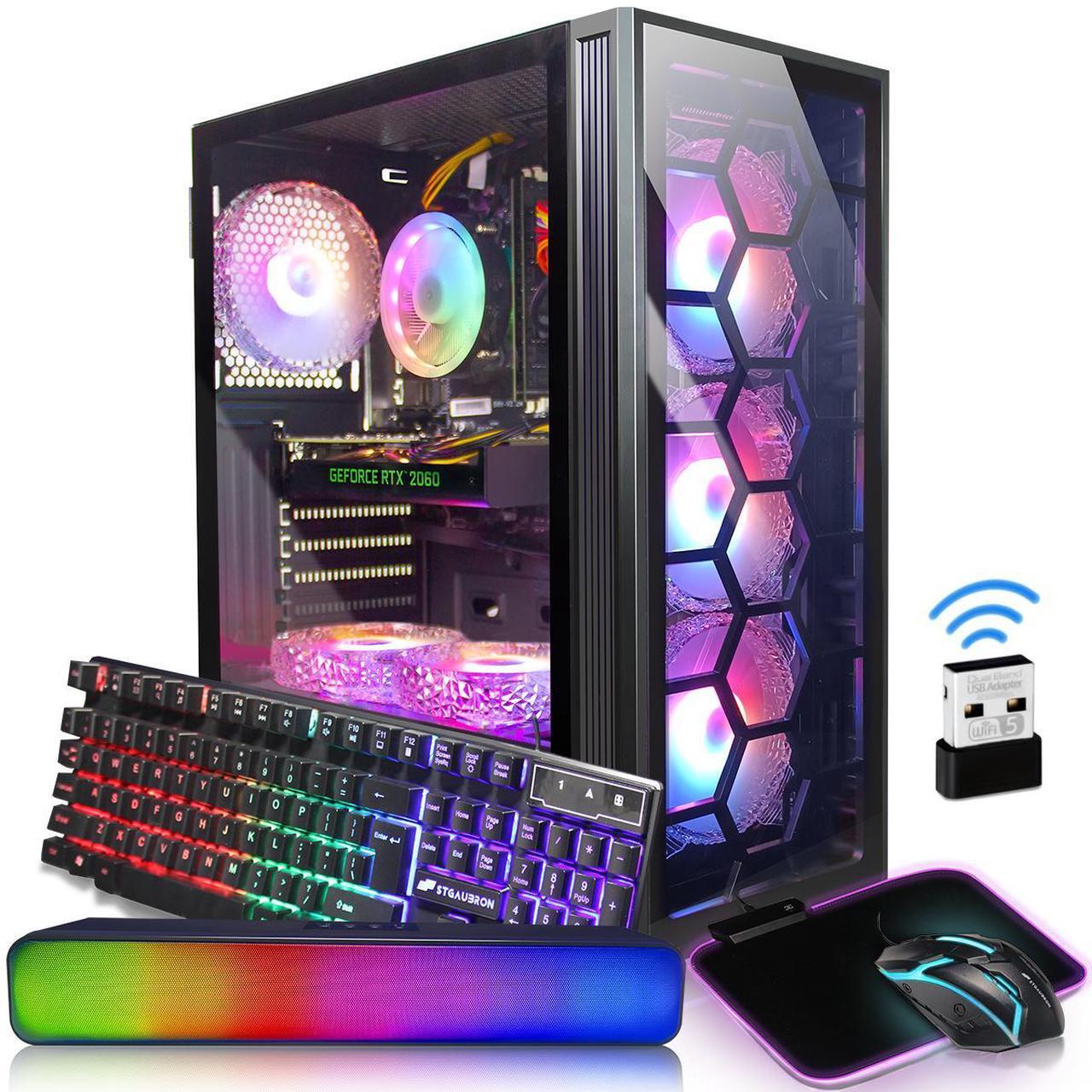 Alt view image 3 of 6 - STGAubron Gaming Desktop PC, GeForce RTX 2060 Super 8G, Intel Core i7 up to 3.9G, 32G RAM, 1TB SSD, WiFi, BT 5.0, RGB BT Sound Bar & Headset Mic, Windows 10 Home