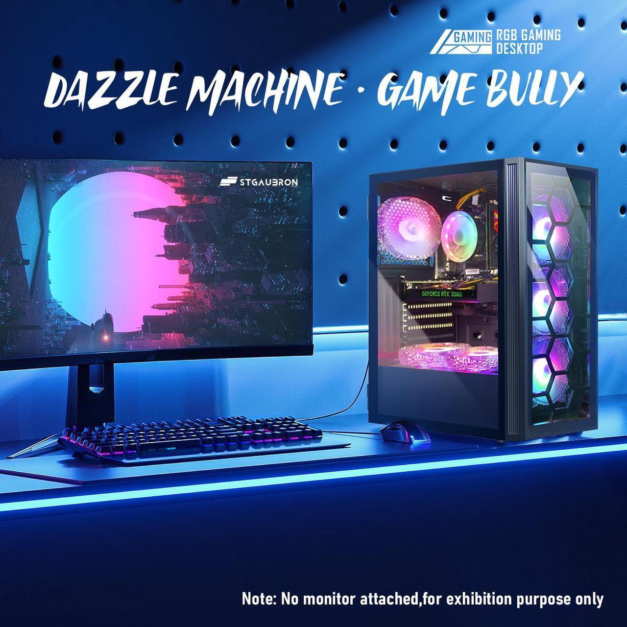 Alt view image 2 of 6 - STGAubron Gaming Desktop PC, GeForce RTX 2060 Super 8G, Intel Core i7 up to 3.9G, 32G RAM, 1TB SSD, WiFi, BT 5.0, RGB BT Sound Bar & Headset Mic, Windows 10 Home