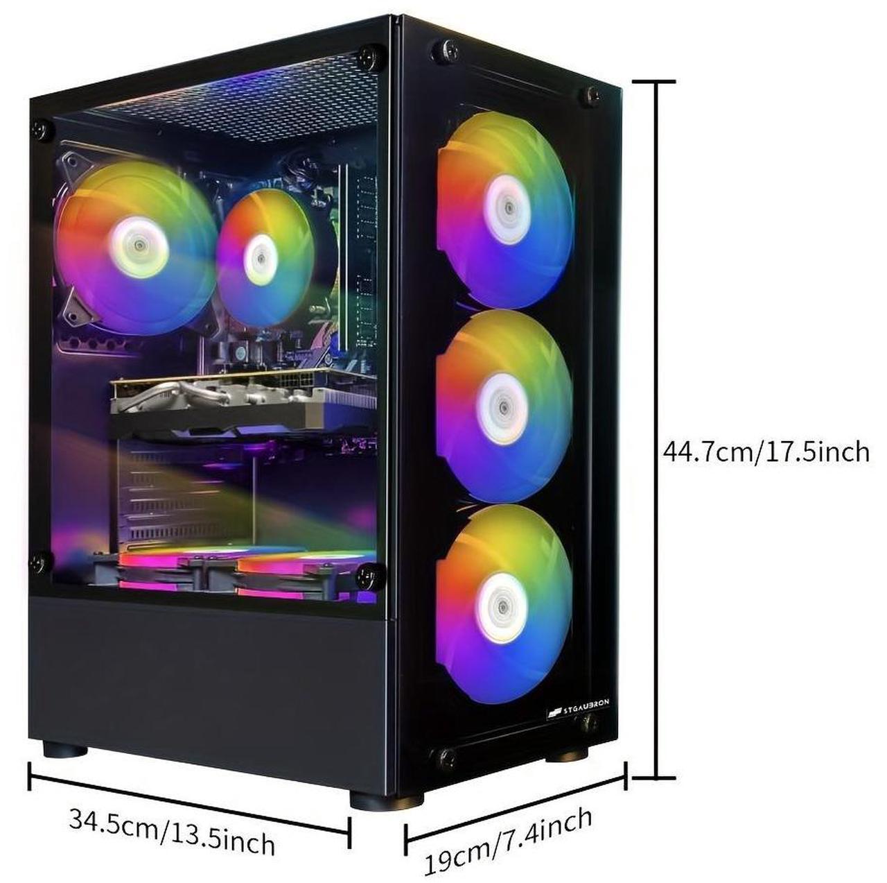 Alt view image 2 of 4 - STGAubron Gaming Desktop PC, Intel Core i7 3.4G up to 3.9G, Radeon RX 5700 8G GDDR6, 16G RAM, 512G SSD, 600M WiFi, BT 5.0, RGB Fan x 4, RGB Keyboard & Mouse & Mouse Pad, RGB BT Sound Bar, W10H64