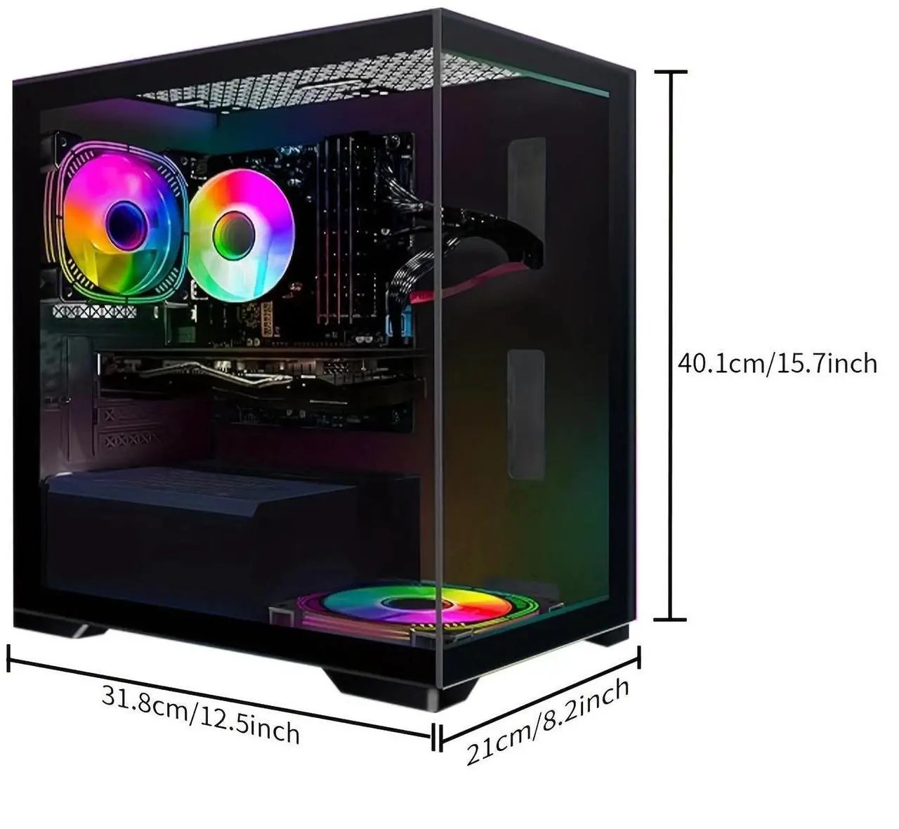 Alt view image 5 of 6 - STGAubron Gaming Desktop PC,Intel Core i7 3.4G up to 3.9G,16G RAM,512G SSD,Radeon RX 580 16G GDDR5,600M WiFi,BT 5.0,RGB Fan x 2,RGB Keyboard&Mouse,RGB Mouse Pad,RGB BT Sound Bar,W10H64
