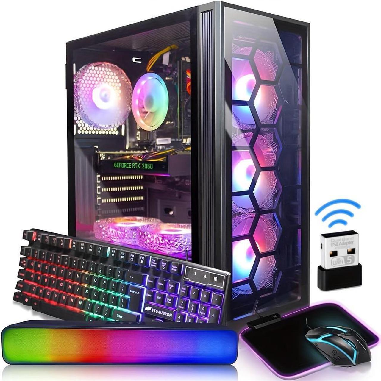 Alt view image 6 of 6 - STGAubron Gaming Desktop PC Computer,Intel Core I7 3.4 GHz up to 3.9 GHz,16G RAM,512G SSD,WiFi,BT 5.0,GeForce RTX 2060 6G GDDR6,RGB Fanx6,RGB Keyboard&Mouse,RGB Mouse Pad,RGB BT Sound Bar,W10H64