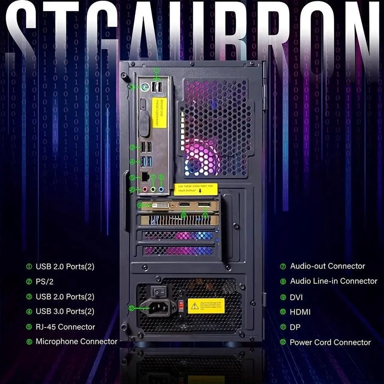 Alt view image 5 of 6 - STGAubron Prebuilt Gaming PC Desktop, AMD Radeon RX 550 4G GDDR5, Intel Core I5 3.3Ghz up to 3.7Ghz, 16G Ram, 512G SSD, WiFi, BT 5.0, RGB Fan x 3, RGB Mouse Pad, Windows 10 Home