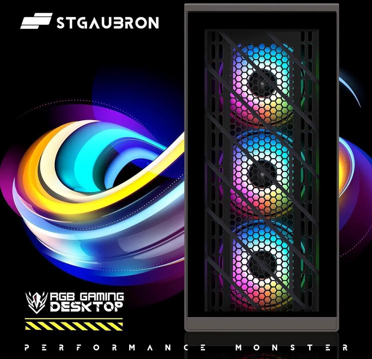 Main image of STGAubron Gaming PC Computer Desktop, Radeon RX 580 8GB, Intel i7 Xeon E5 up to 3.6GHz,16GB RAM, 512GB SSD, WiFi, BT 5.0, RGB Fan x4, Windows 10 Home