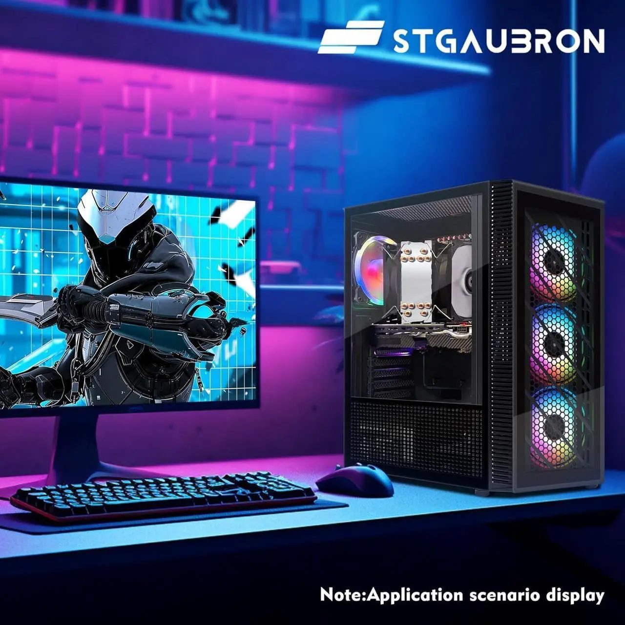 Alt view image 4 of 6 - STGAubron Gaming PC Computer Desktop, Radeon RX 580 8GB, Intel i7 Xeon E5 up to 3.6GHz,16GB RAM, 512GB SSD, WiFi, BT 5.0, RGB Fan x4, Windows 10 Home