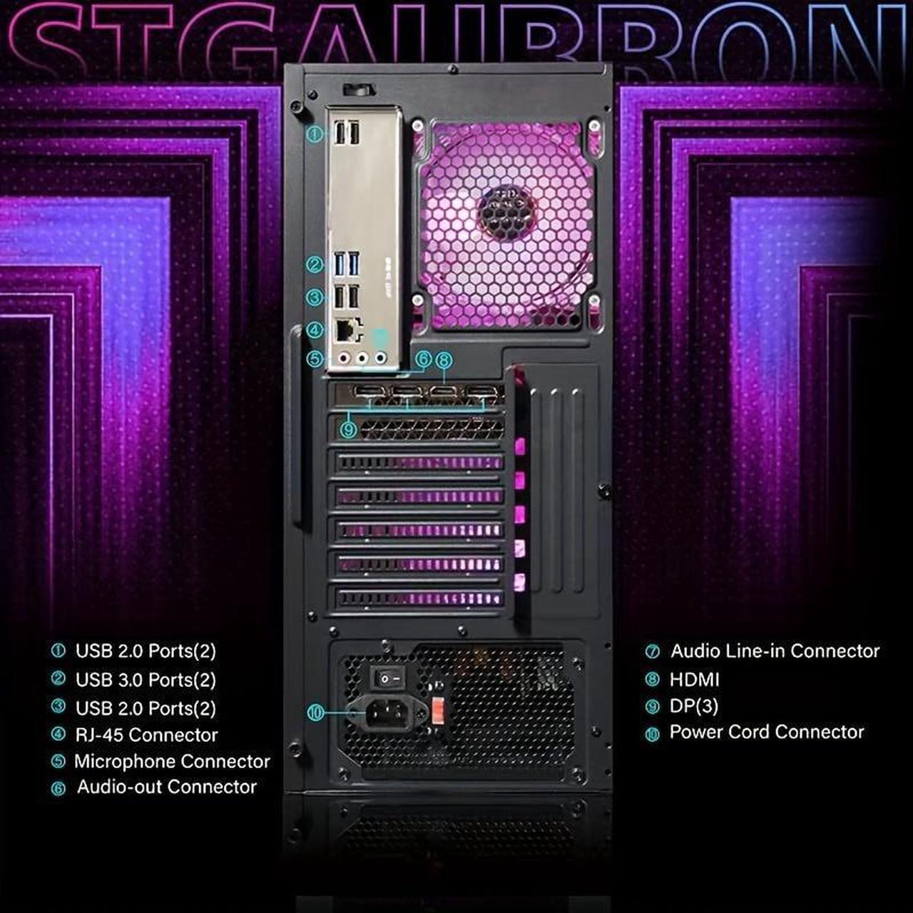 Alt view image 4 of 6 - STGAubron Gaming Desktop PC, GeForce RTX 2060 Super 8G, Intel Core i7 up to 3.9G, 32G RAM, 1TB SSD, WiFi, BT 5.0, RGB BT Sound Bar & Headset Mic, Windows 10 Home