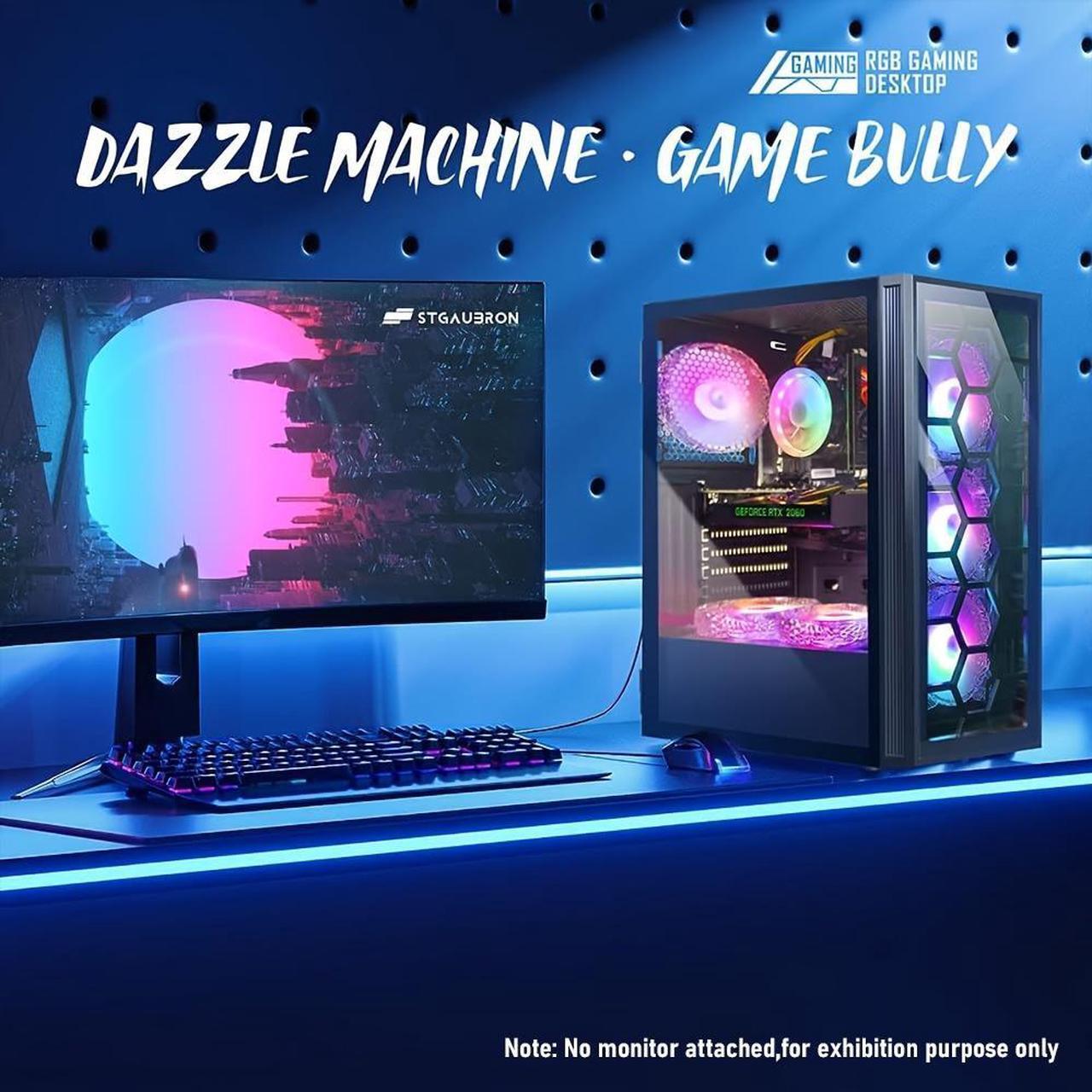 Alt view image 3 of 6 - STGAubron Gaming Desktop PC Computer,Intel Core I7 3.4 GHz up to 3.9 GHz,16G RAM,512G SSD,WiFi,BT 5.0,GeForce RTX 2060 6G GDDR6,RGB Fanx6,RGB Keyboard&Mouse,RGB Mouse Pad,RGB BT Sound Bar,W10H64