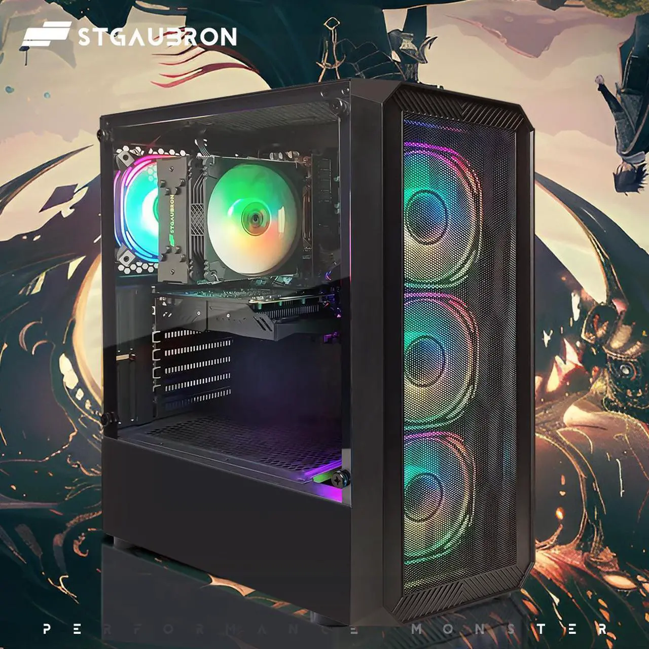 Alt view image 4 of 5 - STGAubron Gaming PC Computer Desktop, 13th Gen Intel Core i5-13400F up to 4.6G, GeForce RTX 3050 6G, 16G DDR4, 512G SSD, RGB Fan x4, WiFi 6 & BT 5.2, Windows 11 Home